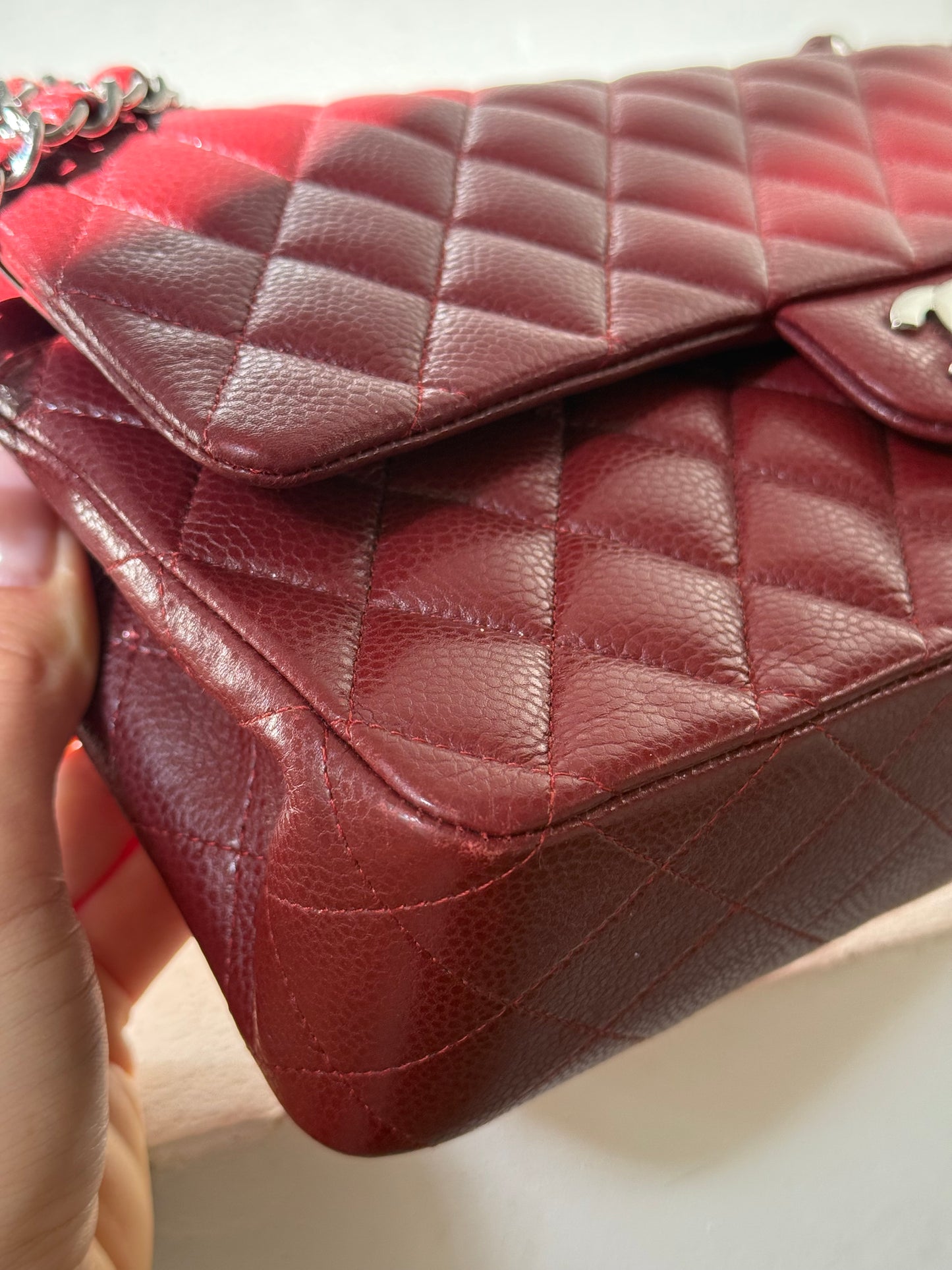 Chanel red caviar medium flapbag 15 serie