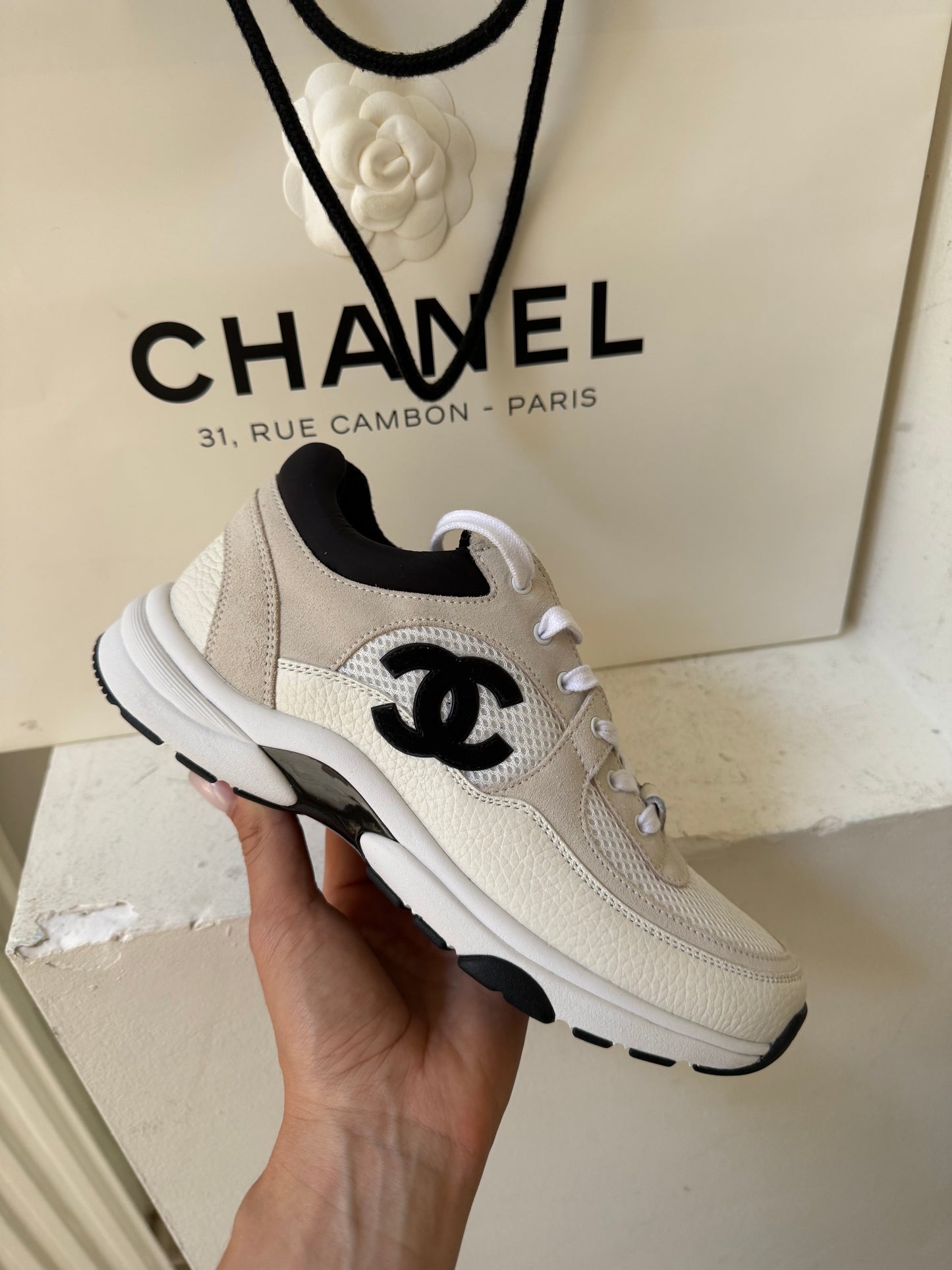 Chanel black white trainer size 39