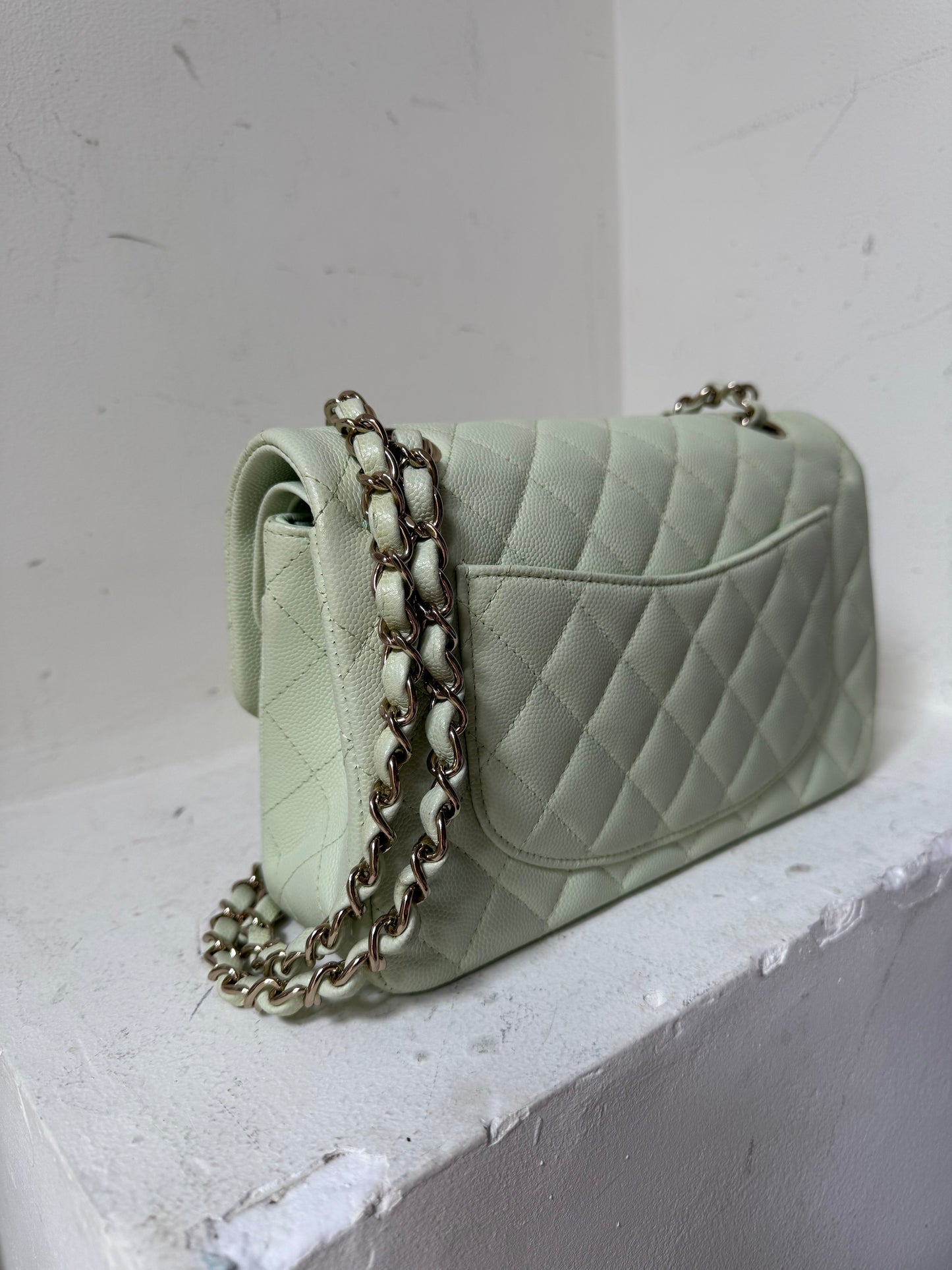 Chanel small caviar mint green flapbag 2023