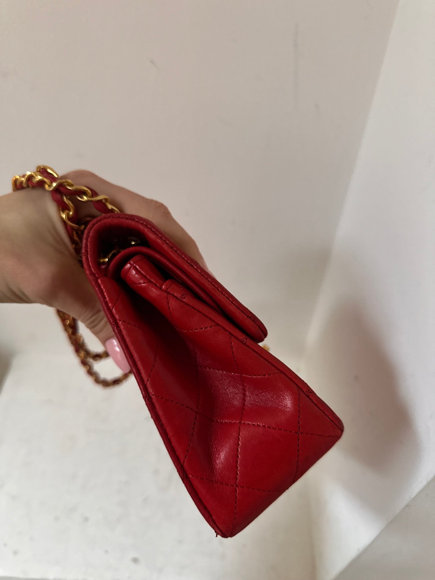 Chanel vintage small red flapbag