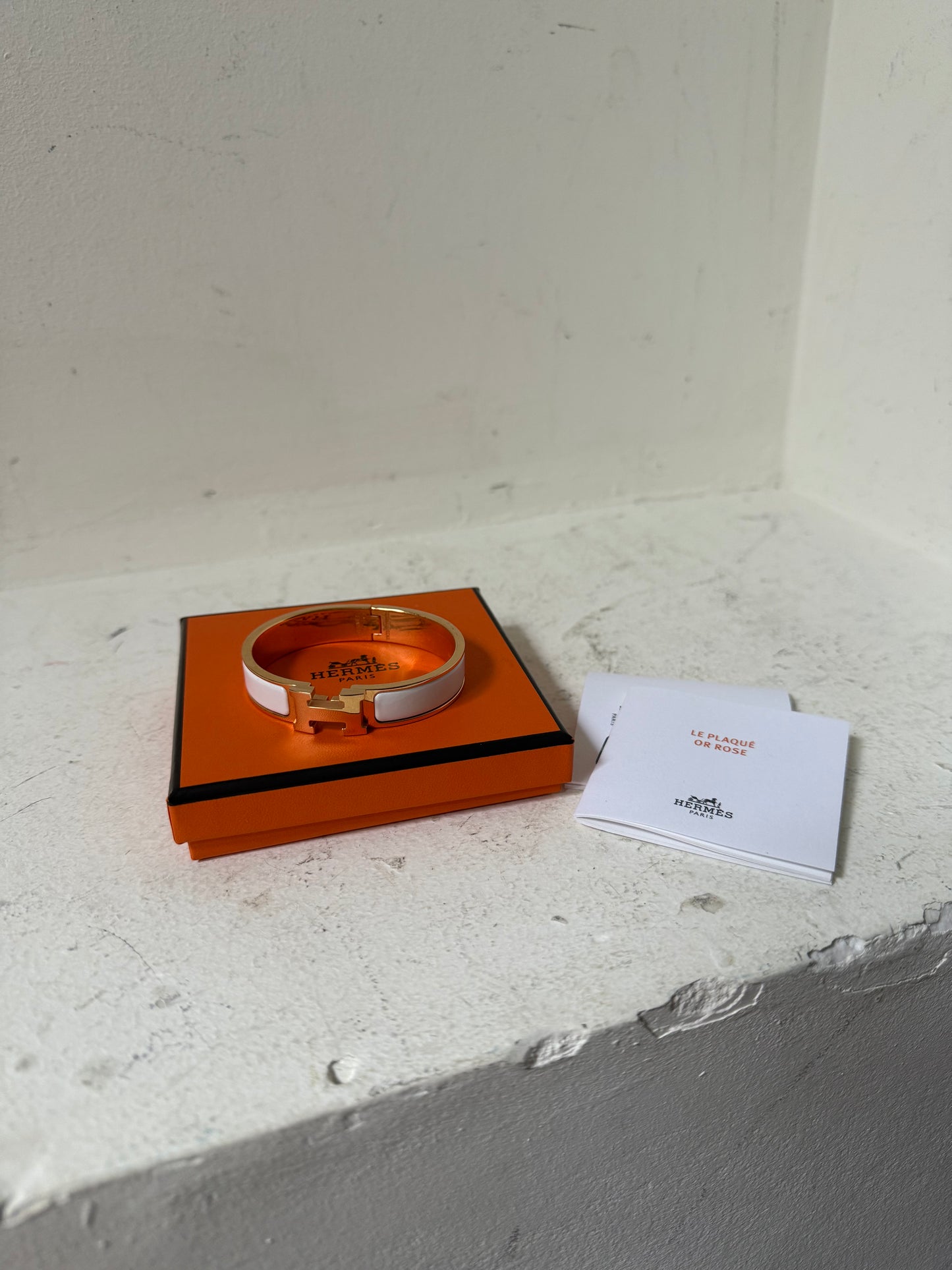Hermes clic H bracelet white rose gold