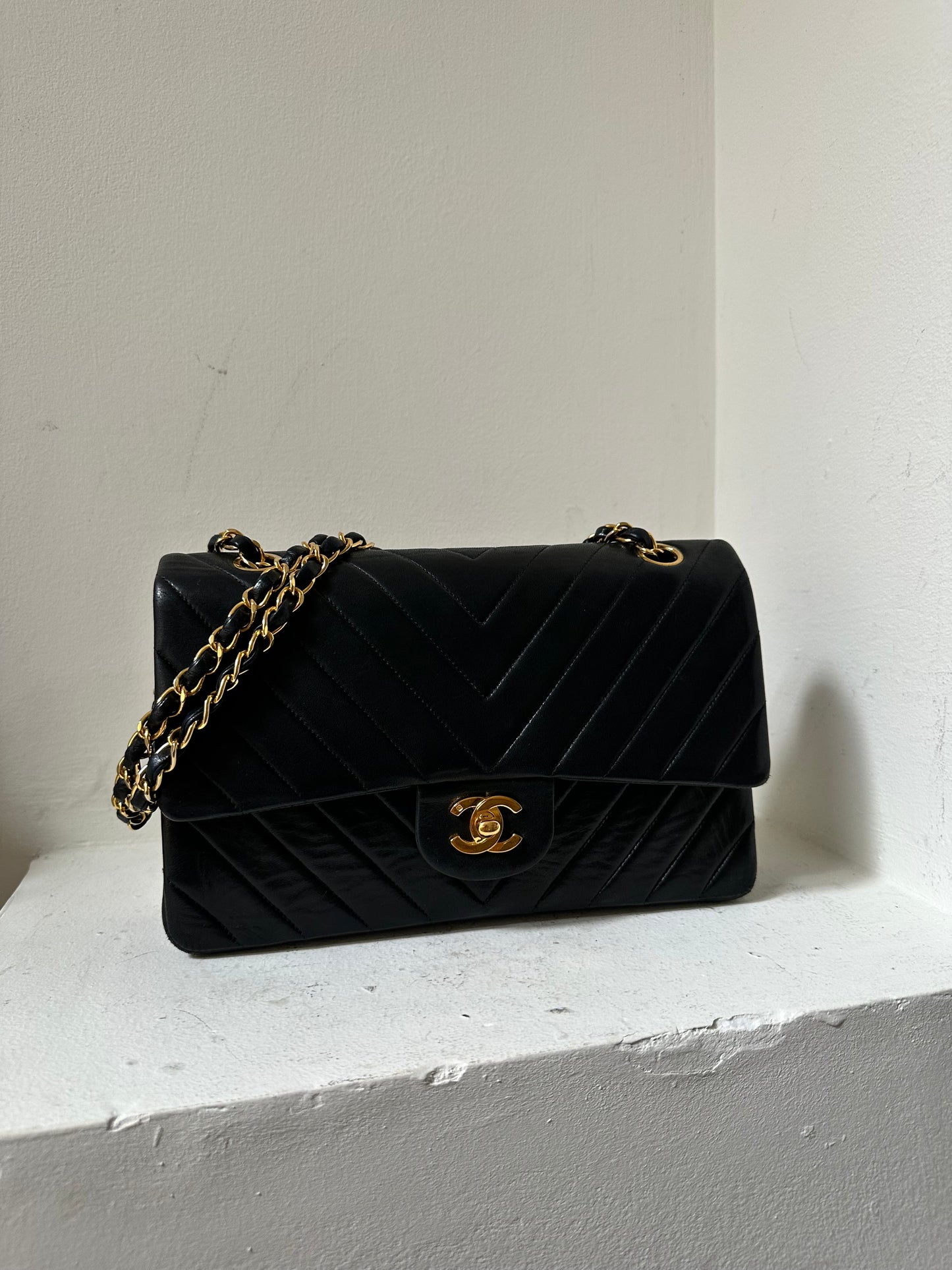 Chanel medium v-stitch flap bag