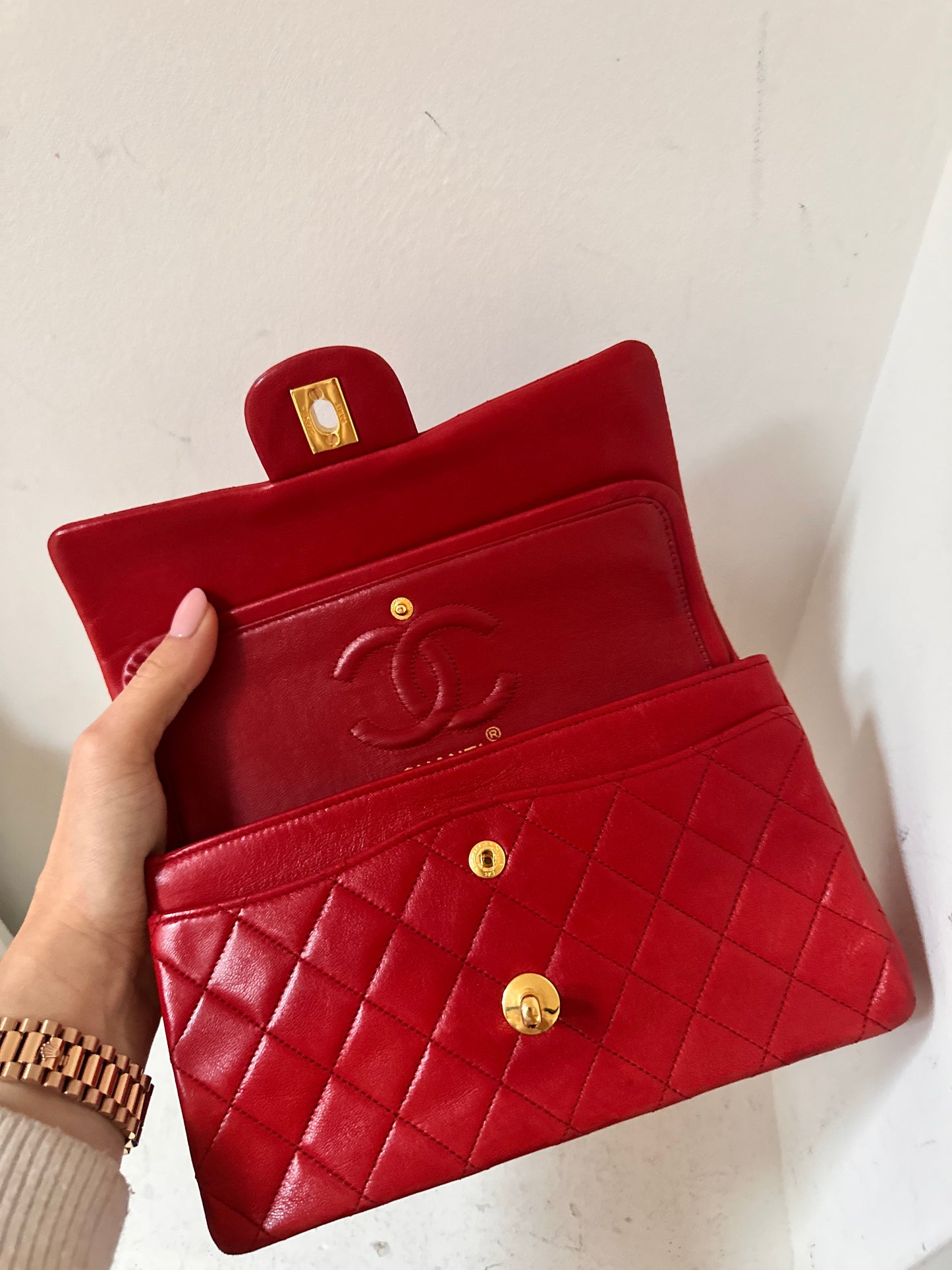 Chanel vintage small red flapbag
