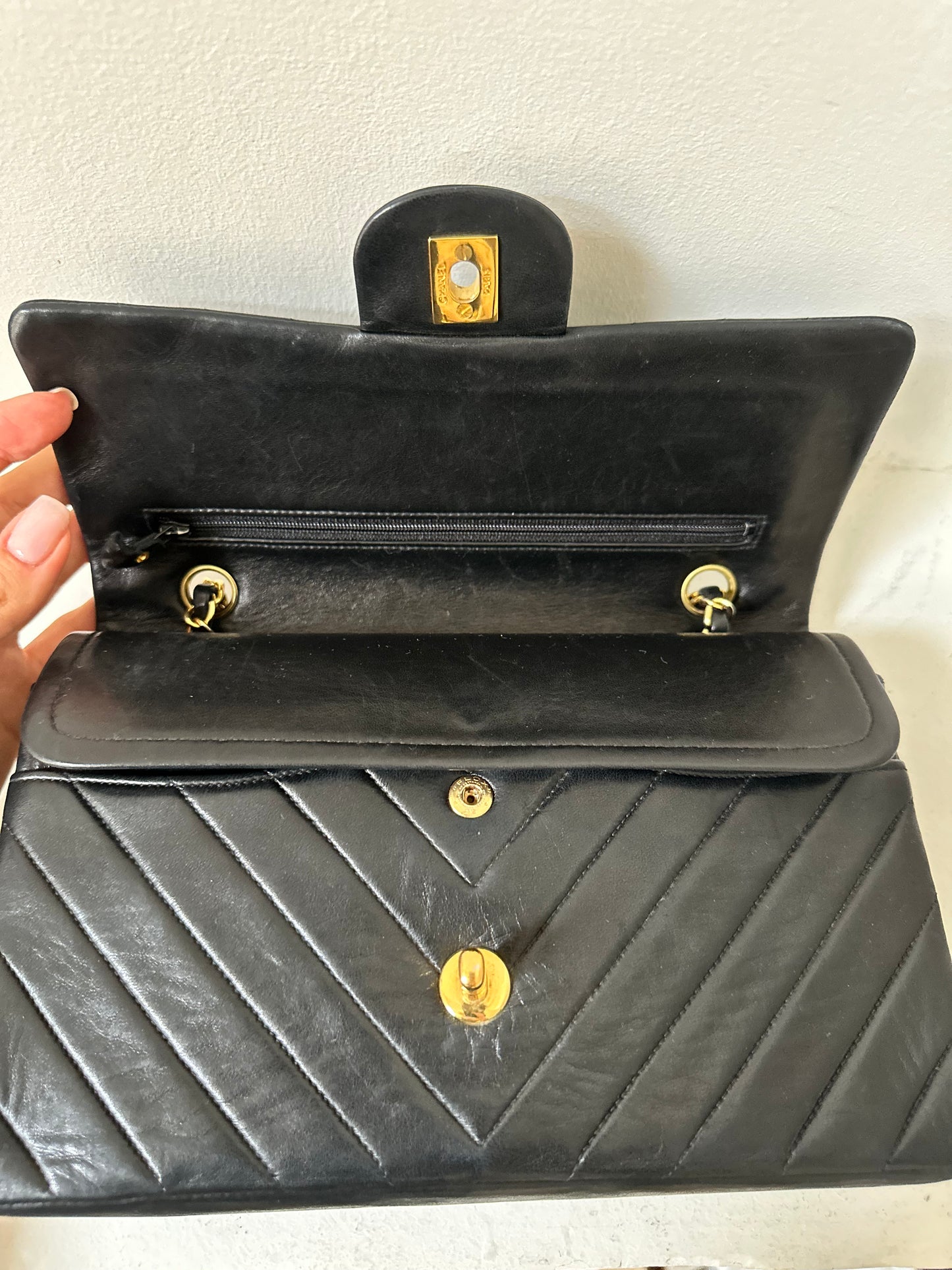 Chanel medium v-stitch flap bag