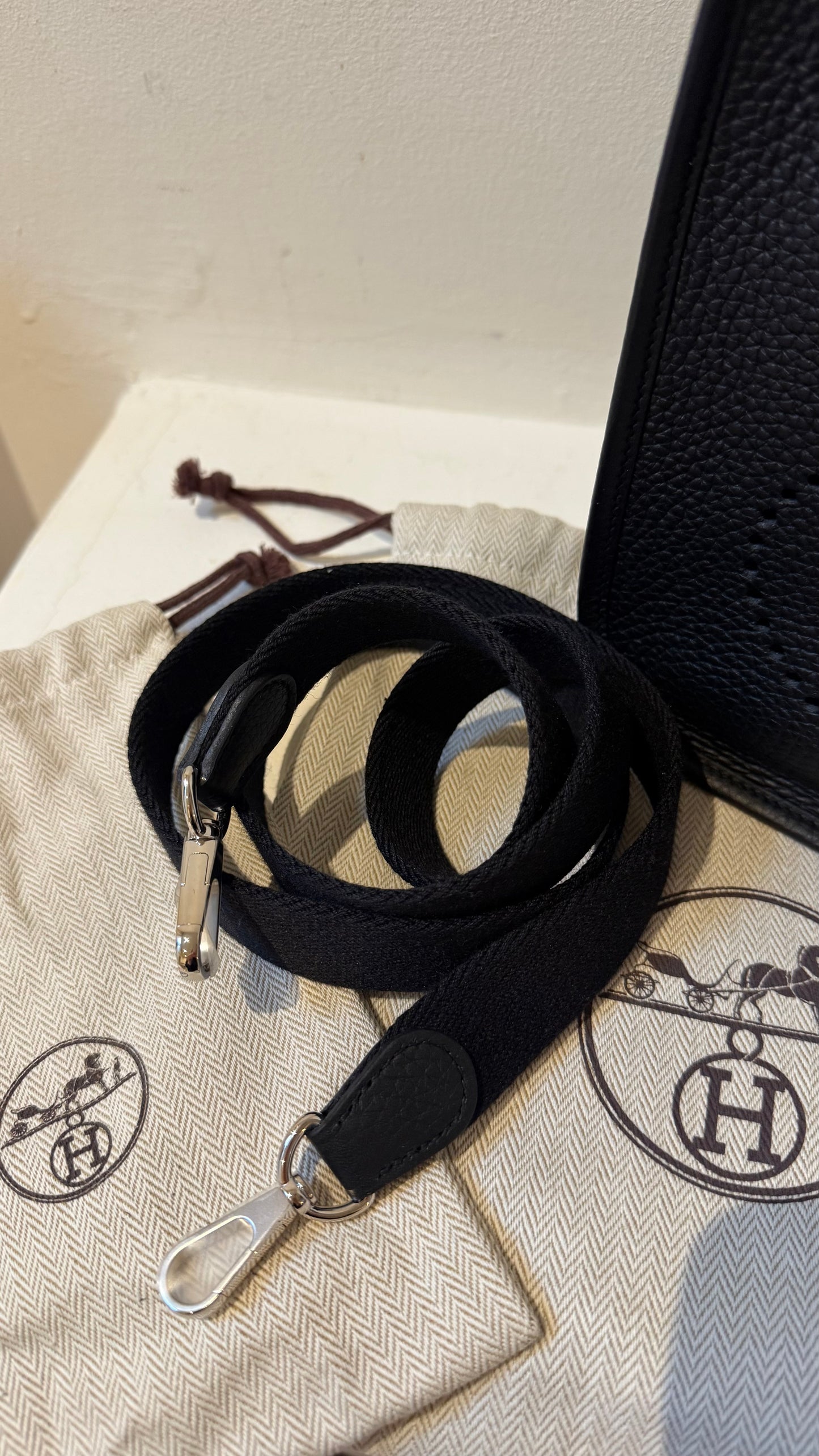 Hermes mini Evelyne black palladium hw