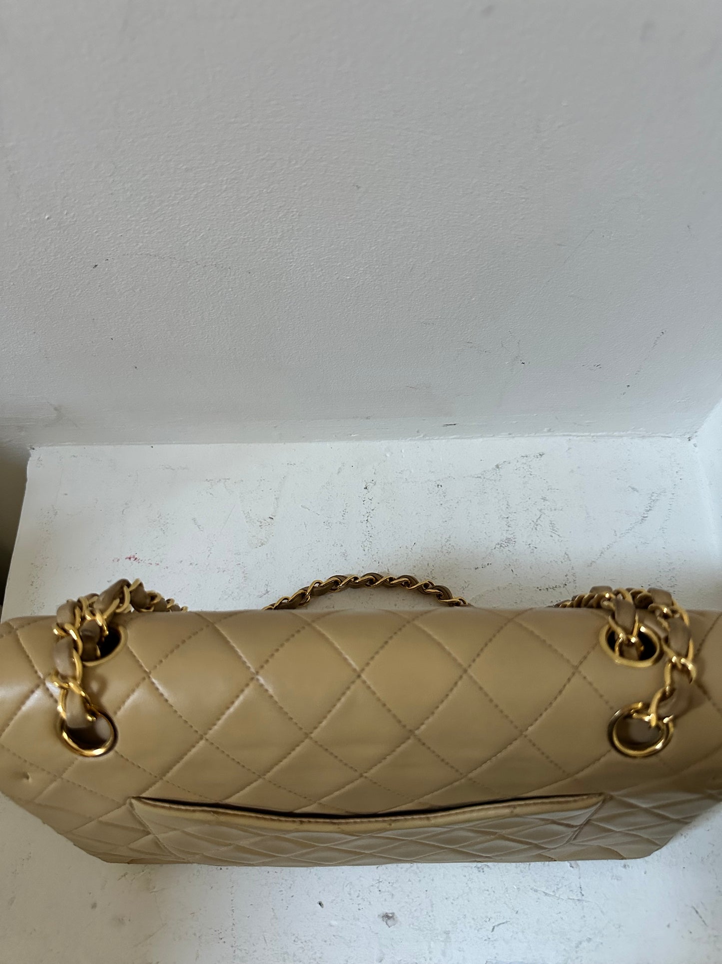 Chanel beige medium flap bag