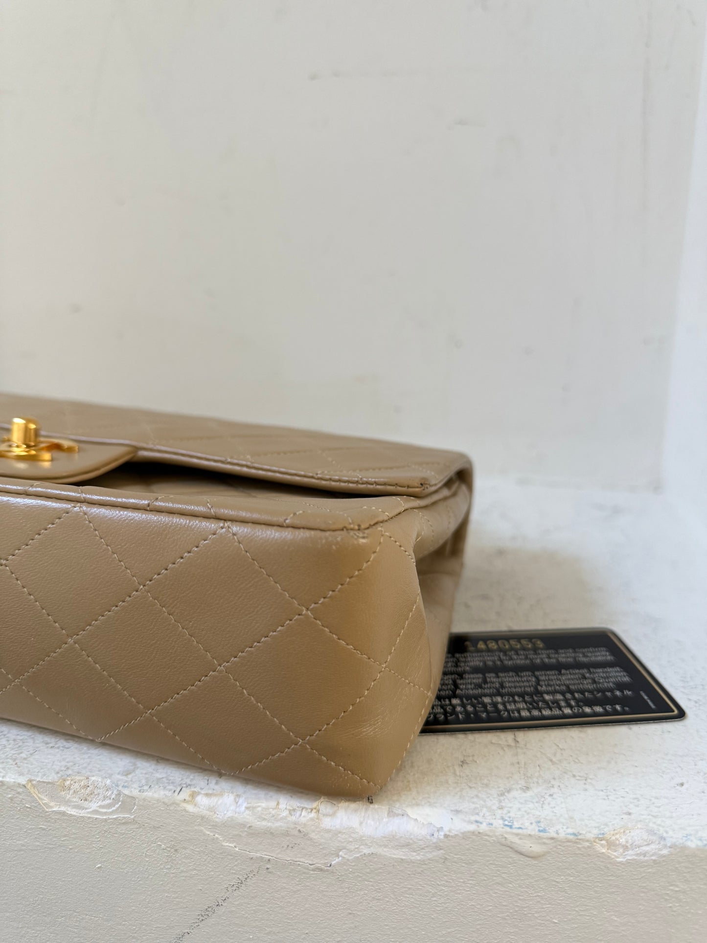 Chanel beige medium flap 1989-1991 series