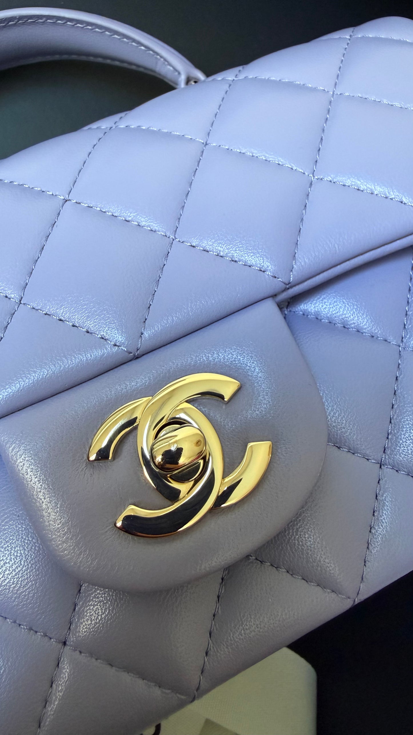 Chanel mini top handle lambskin lilac