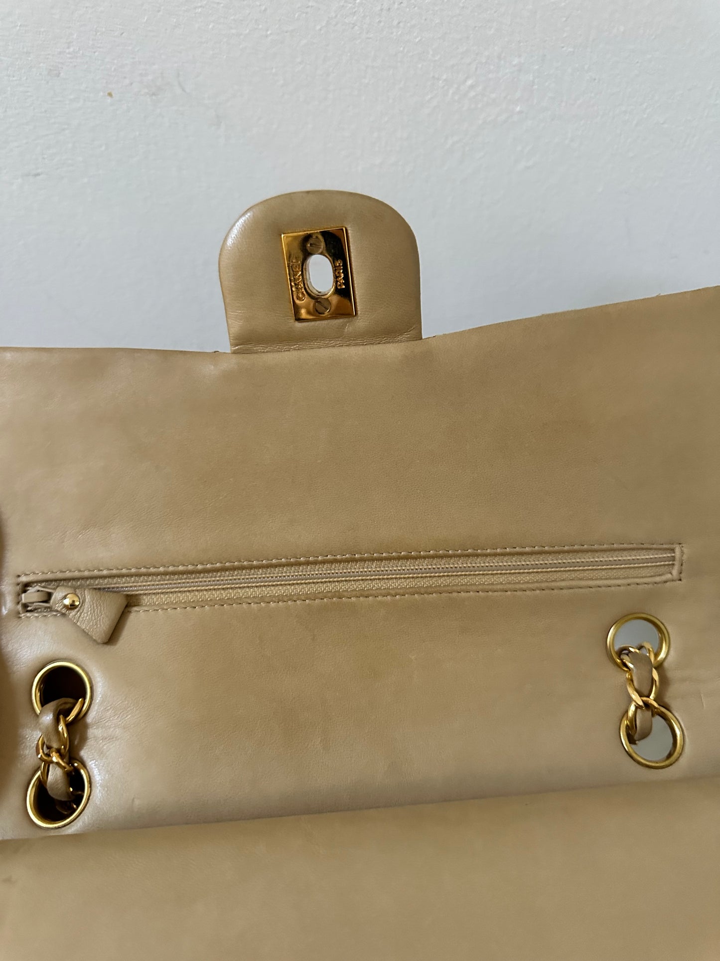 Chanel beige medium flap bag