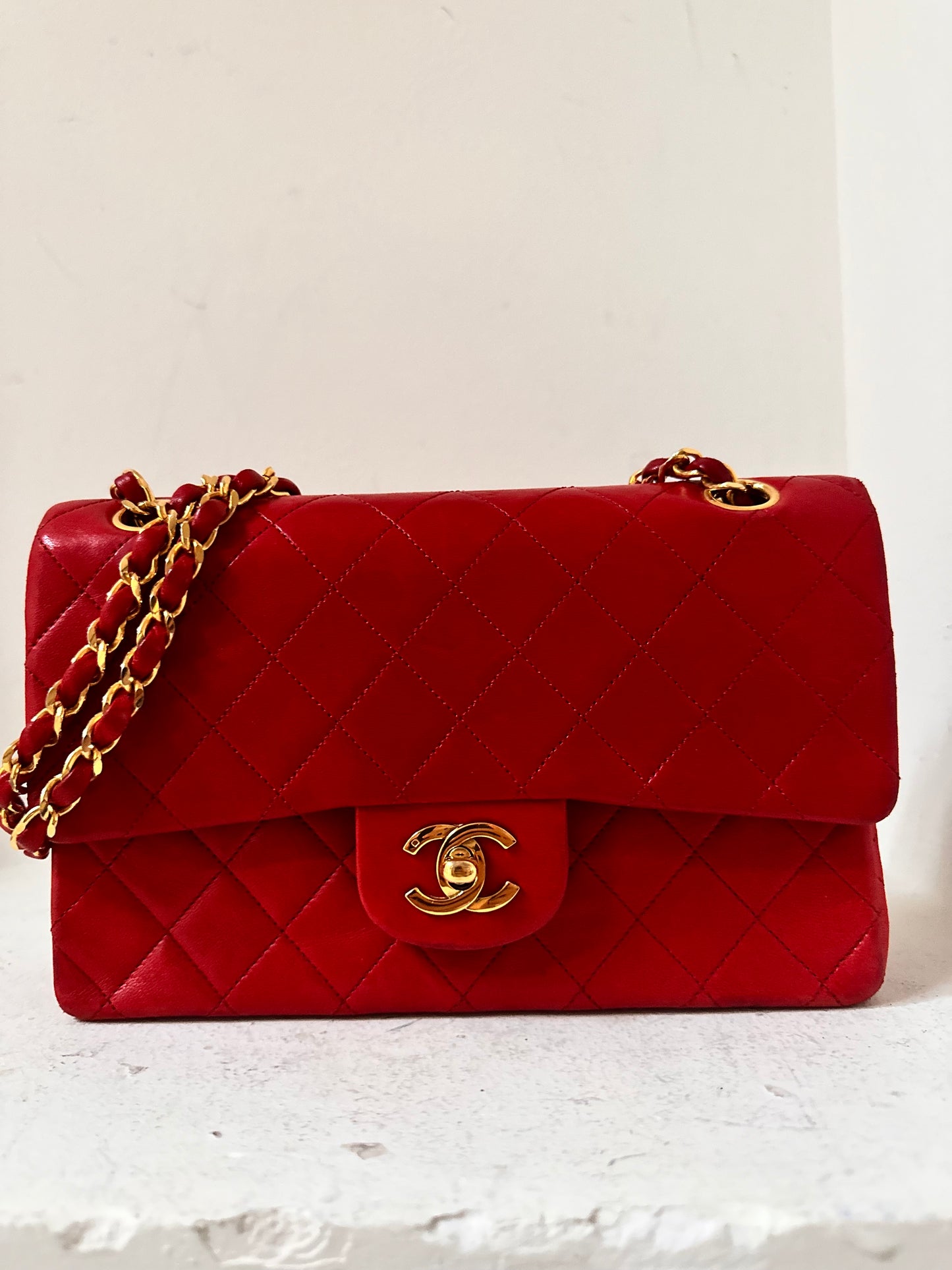 Chanel vintage small red flapbag