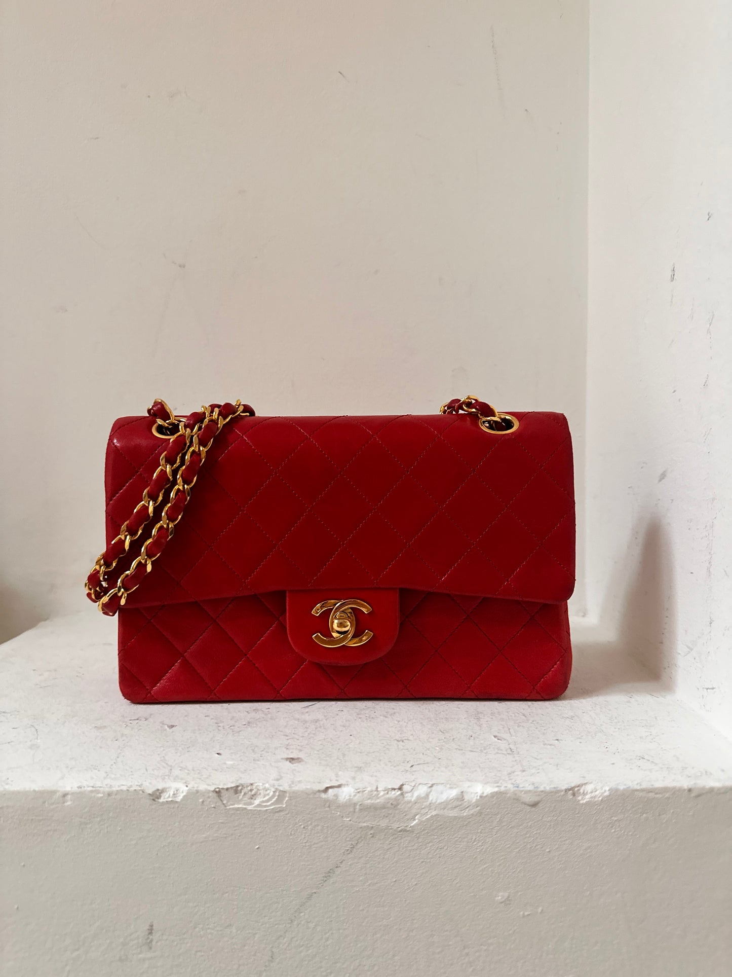 Chanel vintage small red flapbag