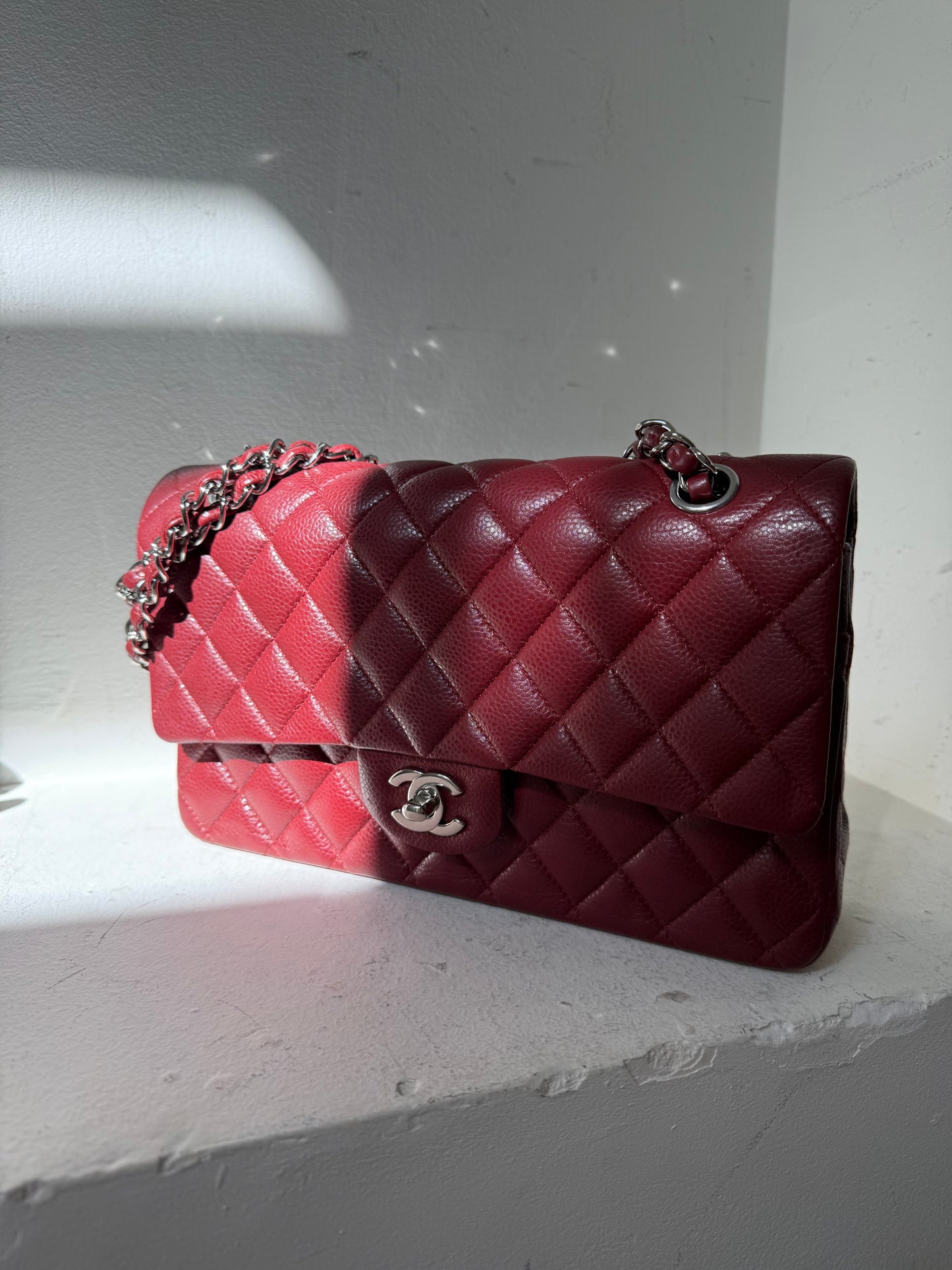 Chanel red caviar medium flapbag 15 serie
