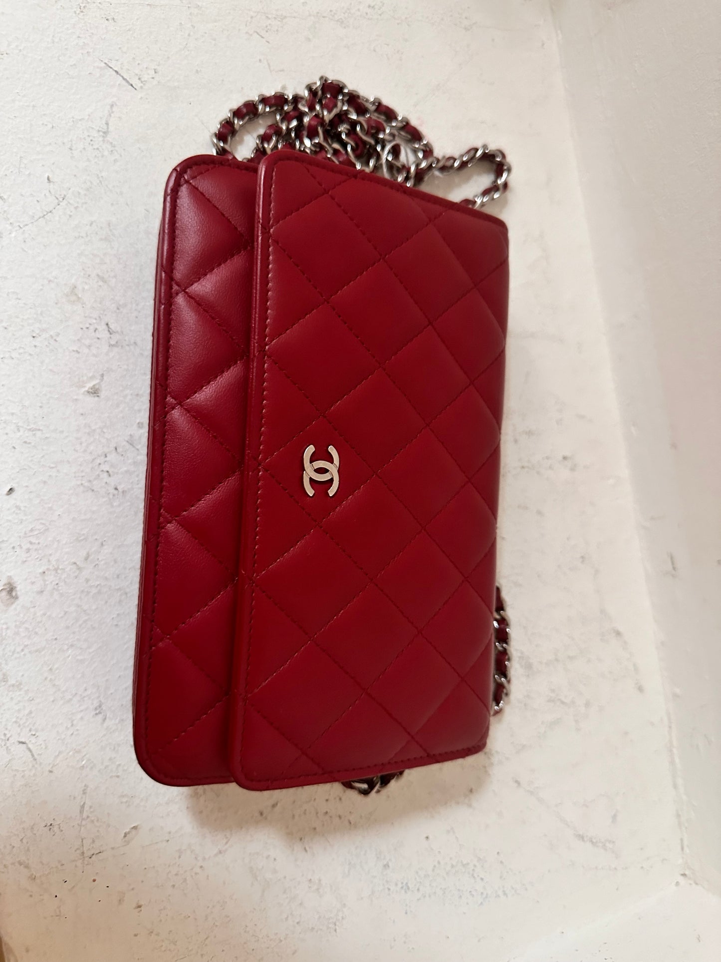 Chanel wallet on chain red 2014