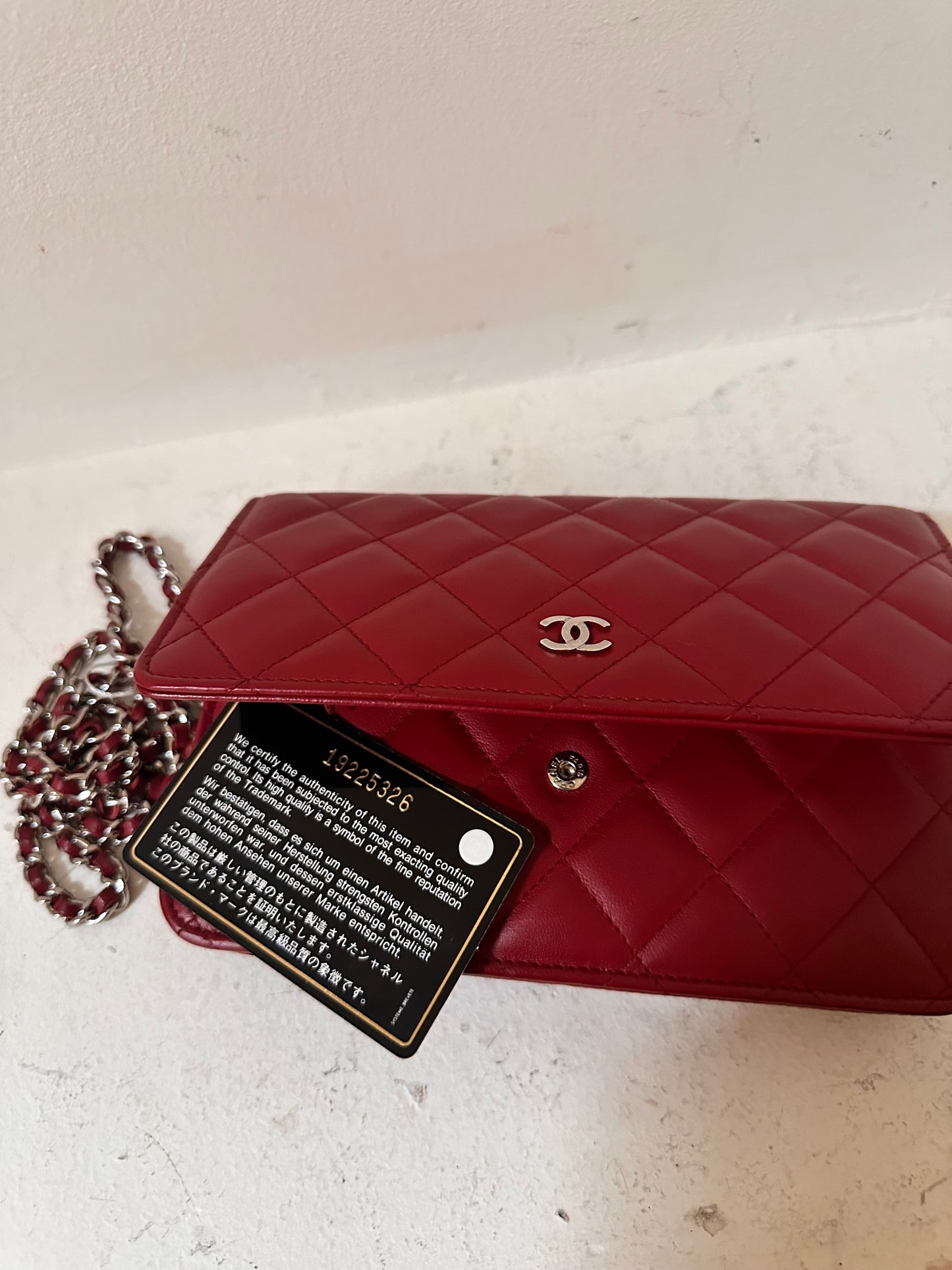Chanel wallet on chain red 2014