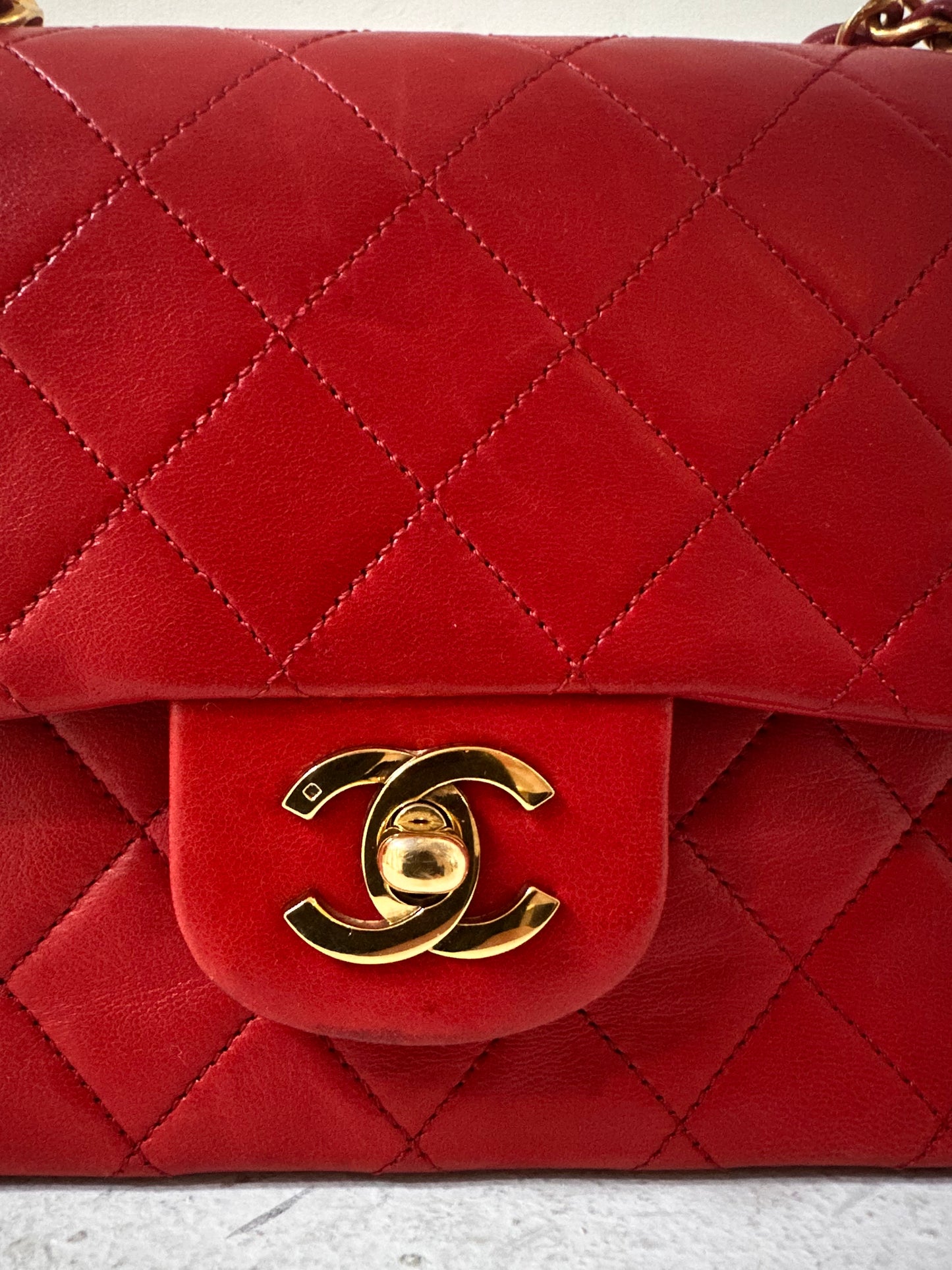 Chanel vintage small red flapbag