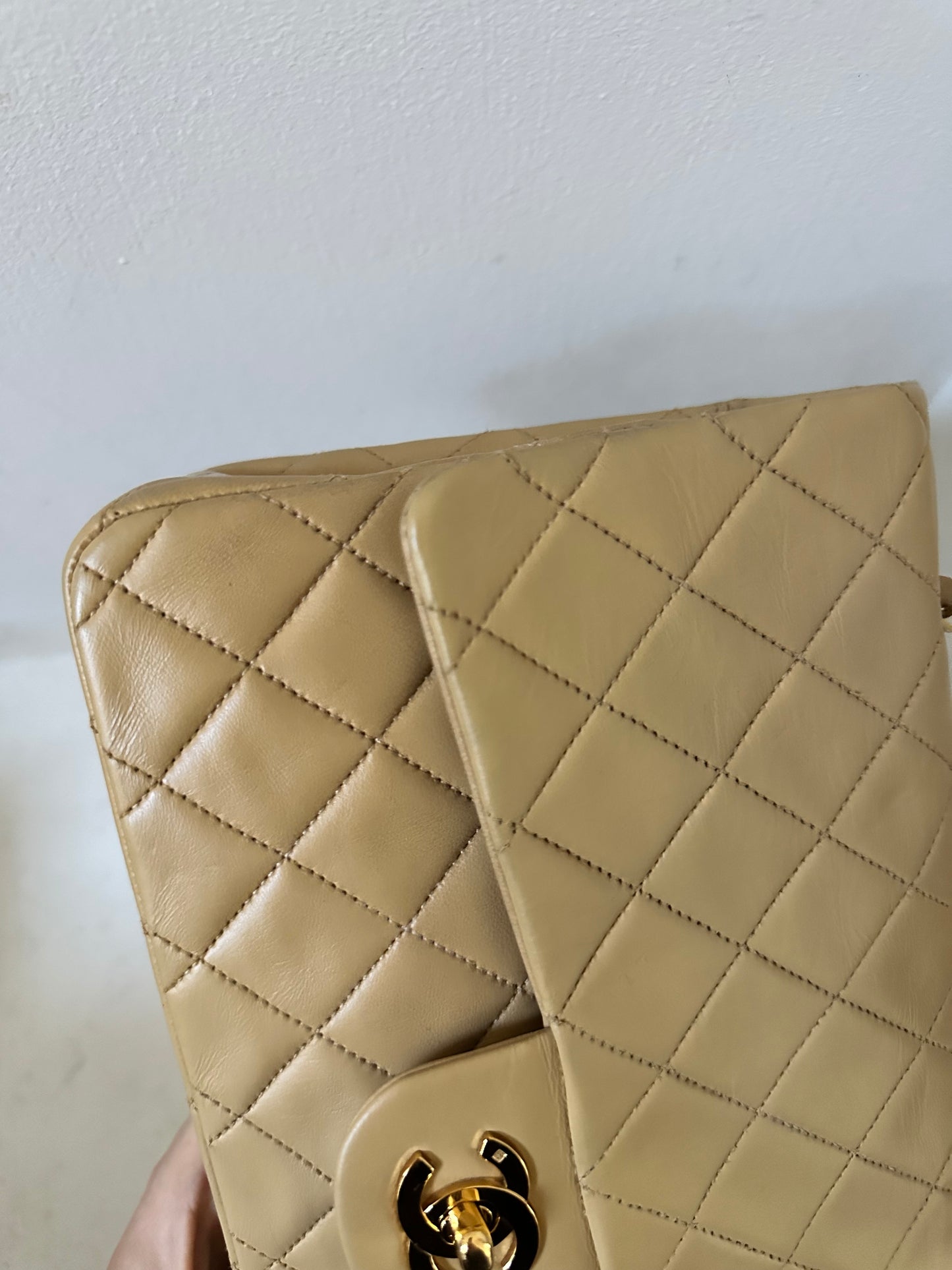 Chanel beige medium flap bag