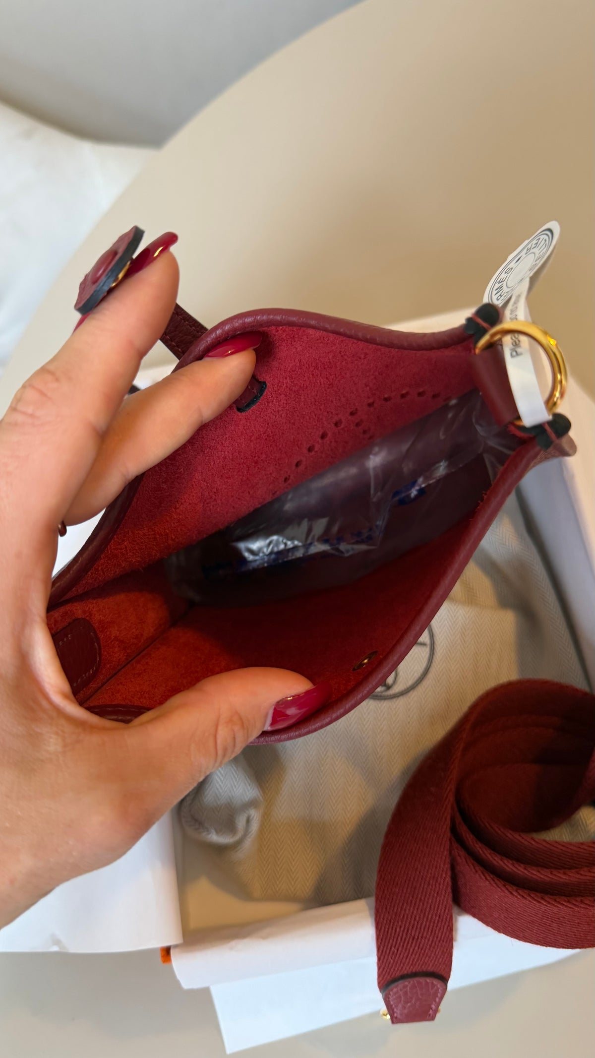 Hermes mini Evelyne rouge H new with gold hardware