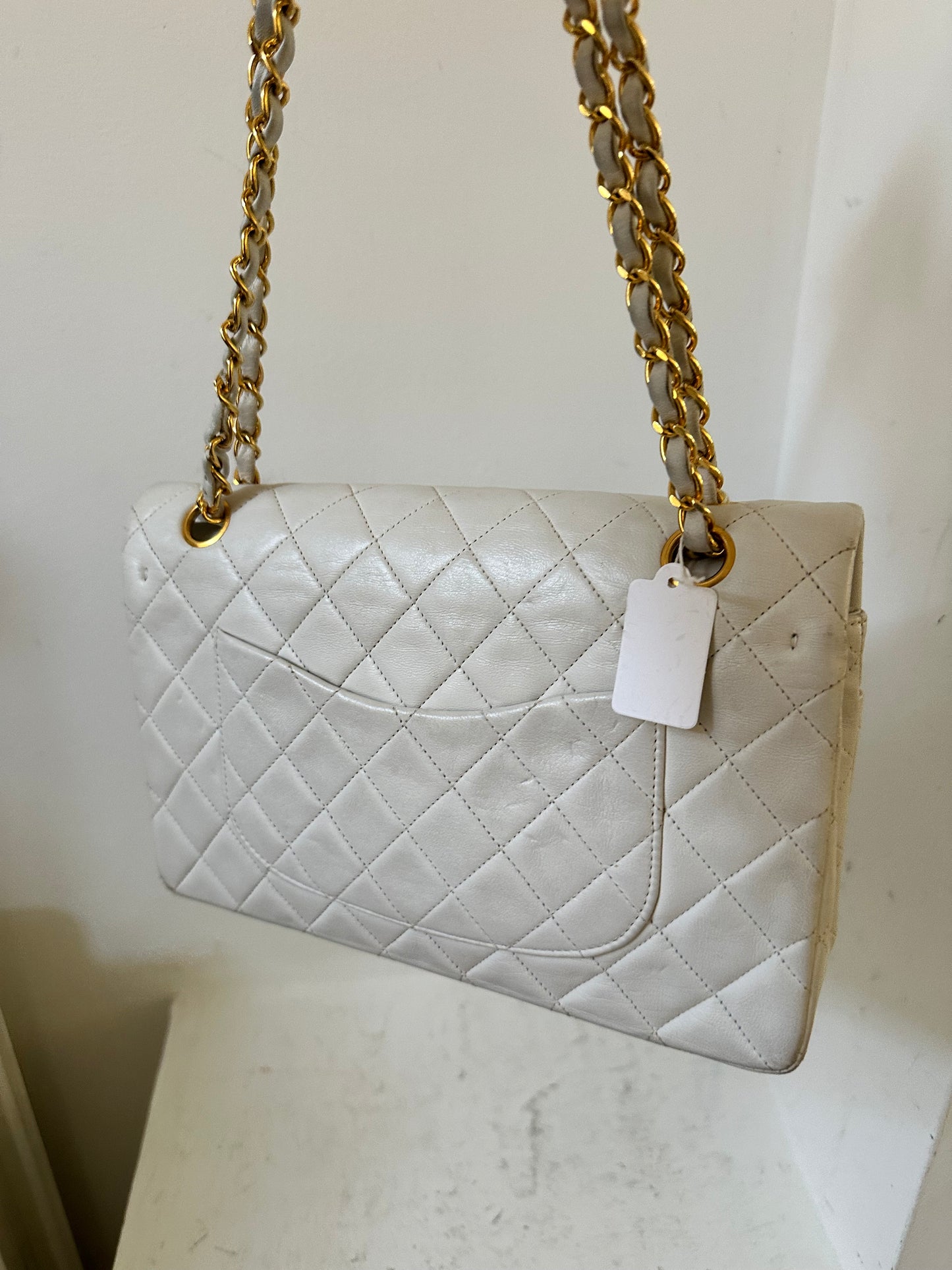 Chanel ecru medium classic flap vintage