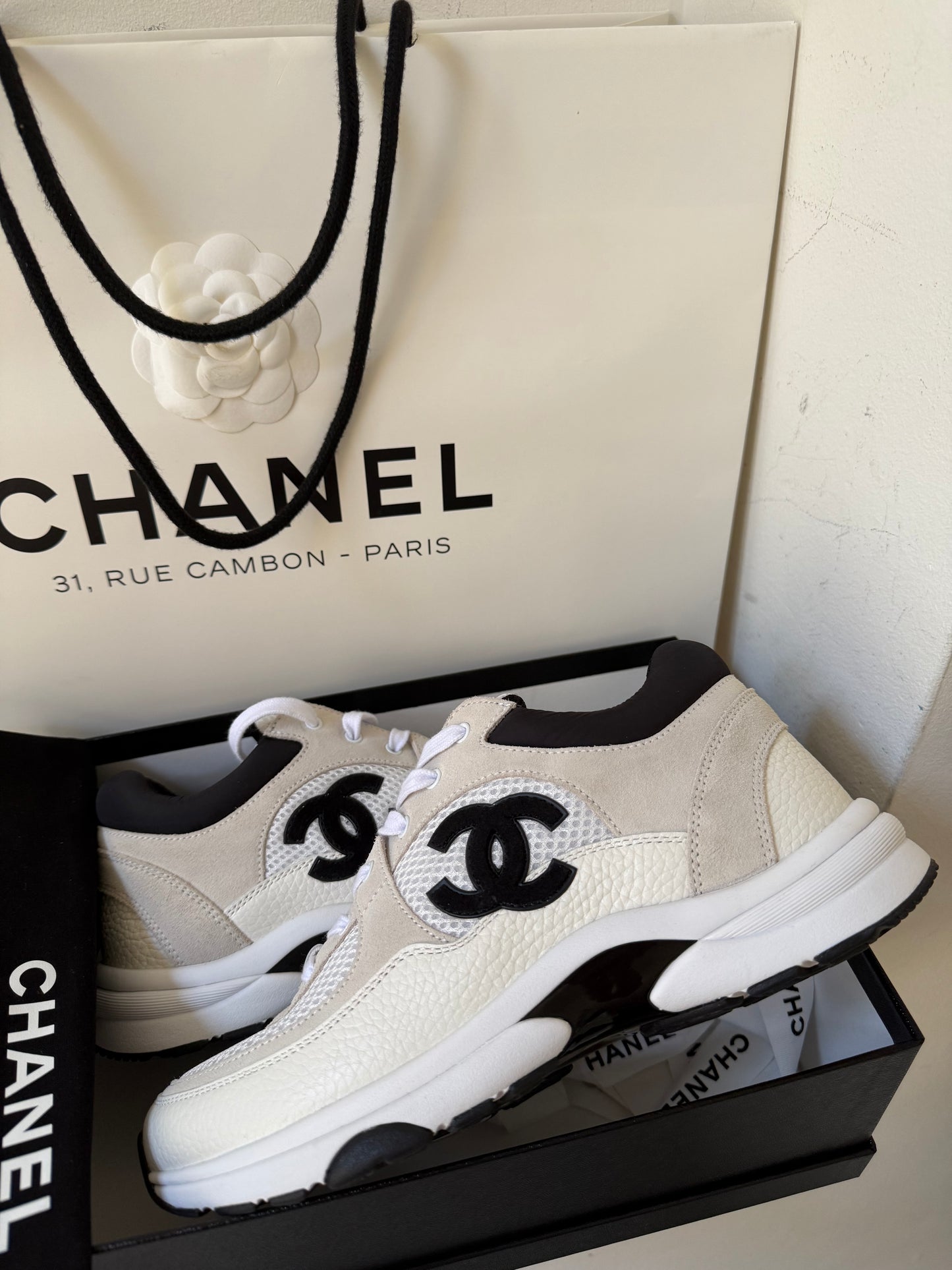 Chanel black white trainer size 39