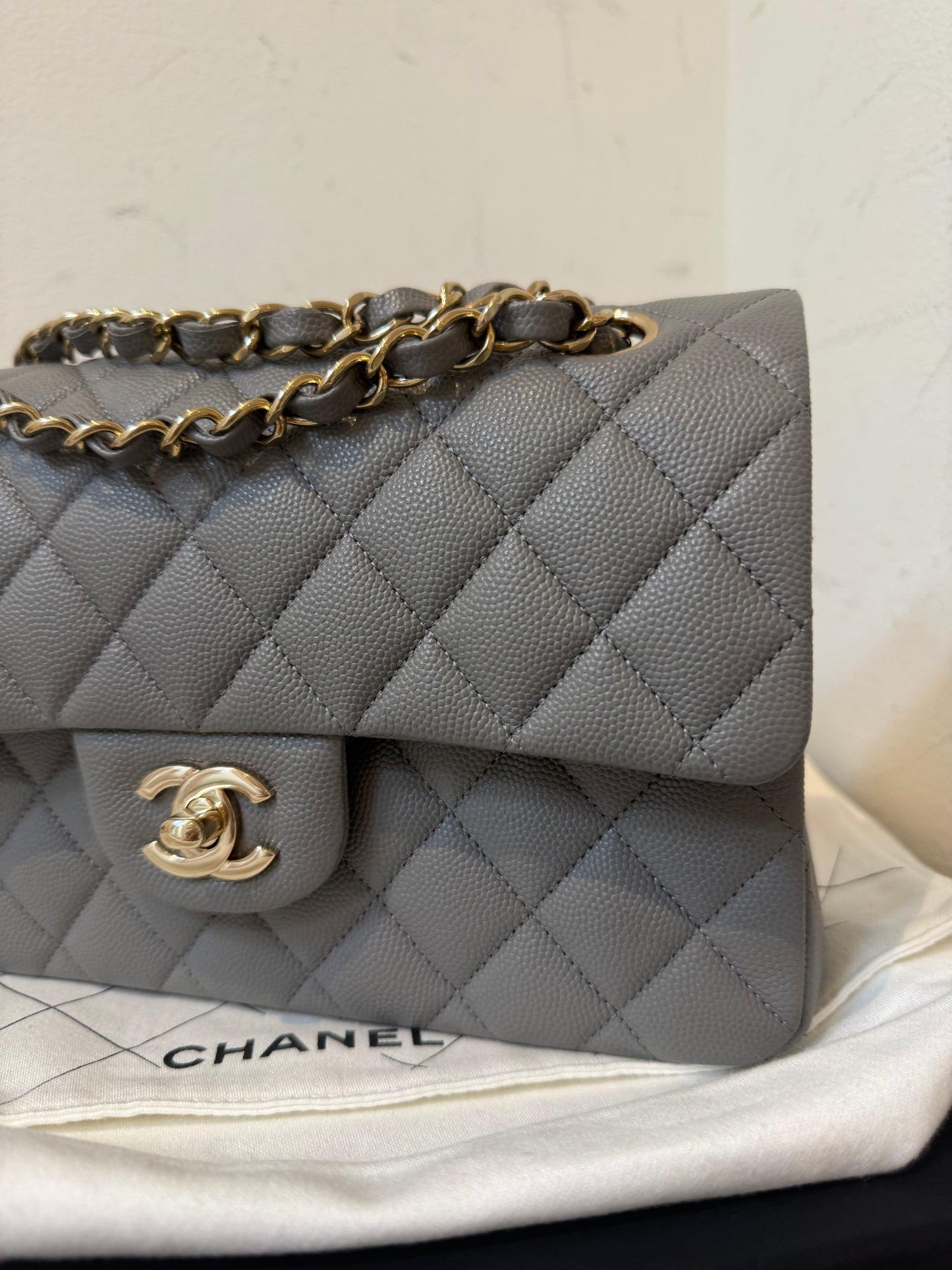 Chanel small caviar grey 2022 full set incl invoice