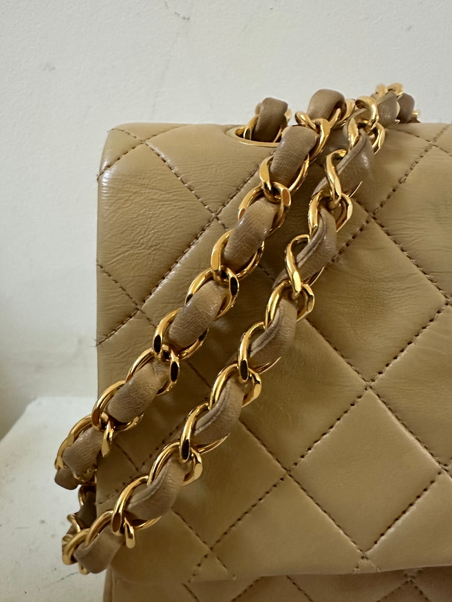 Chanel beige medium flap bag