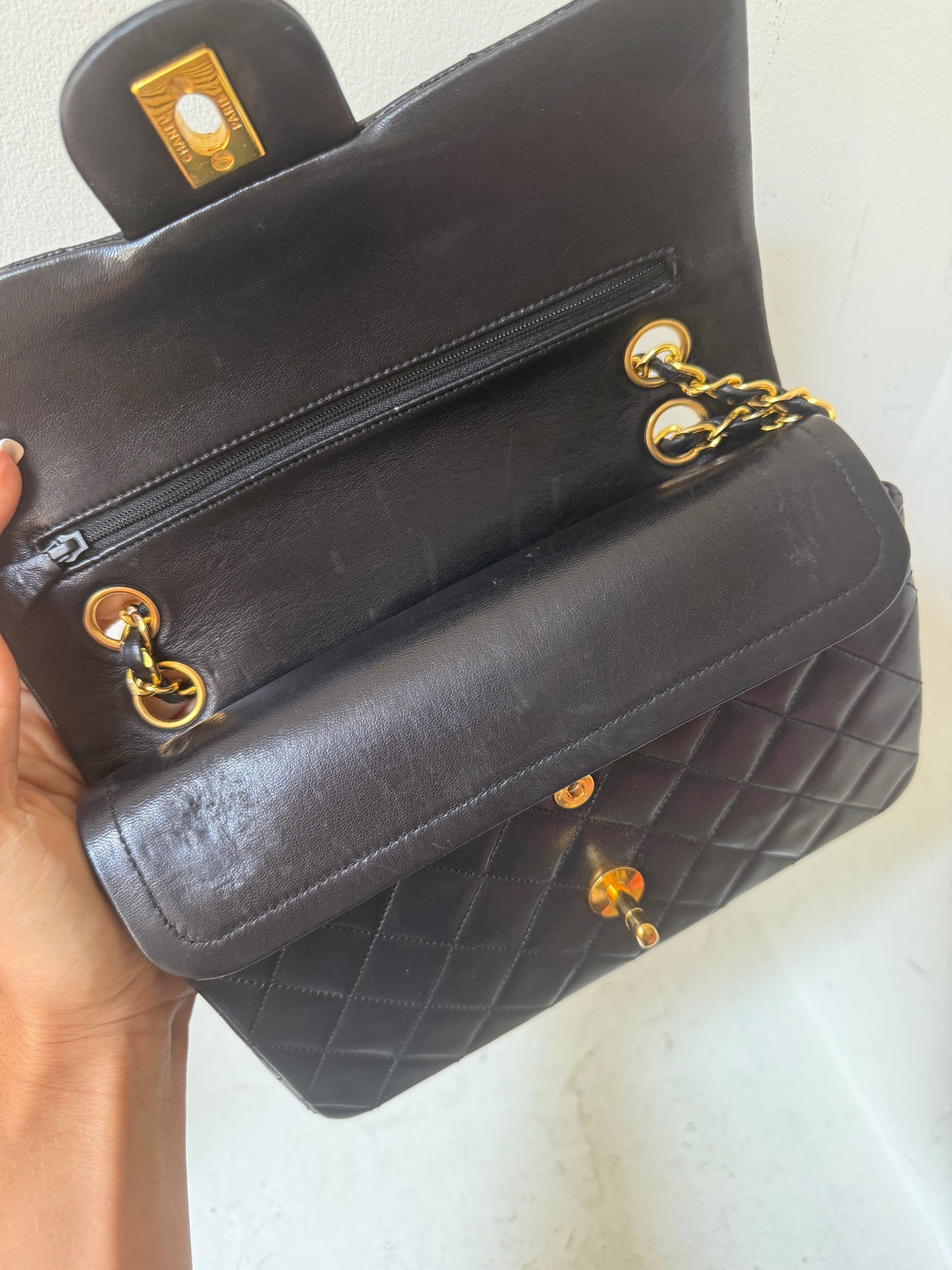Chanel black small lambskin 0 series