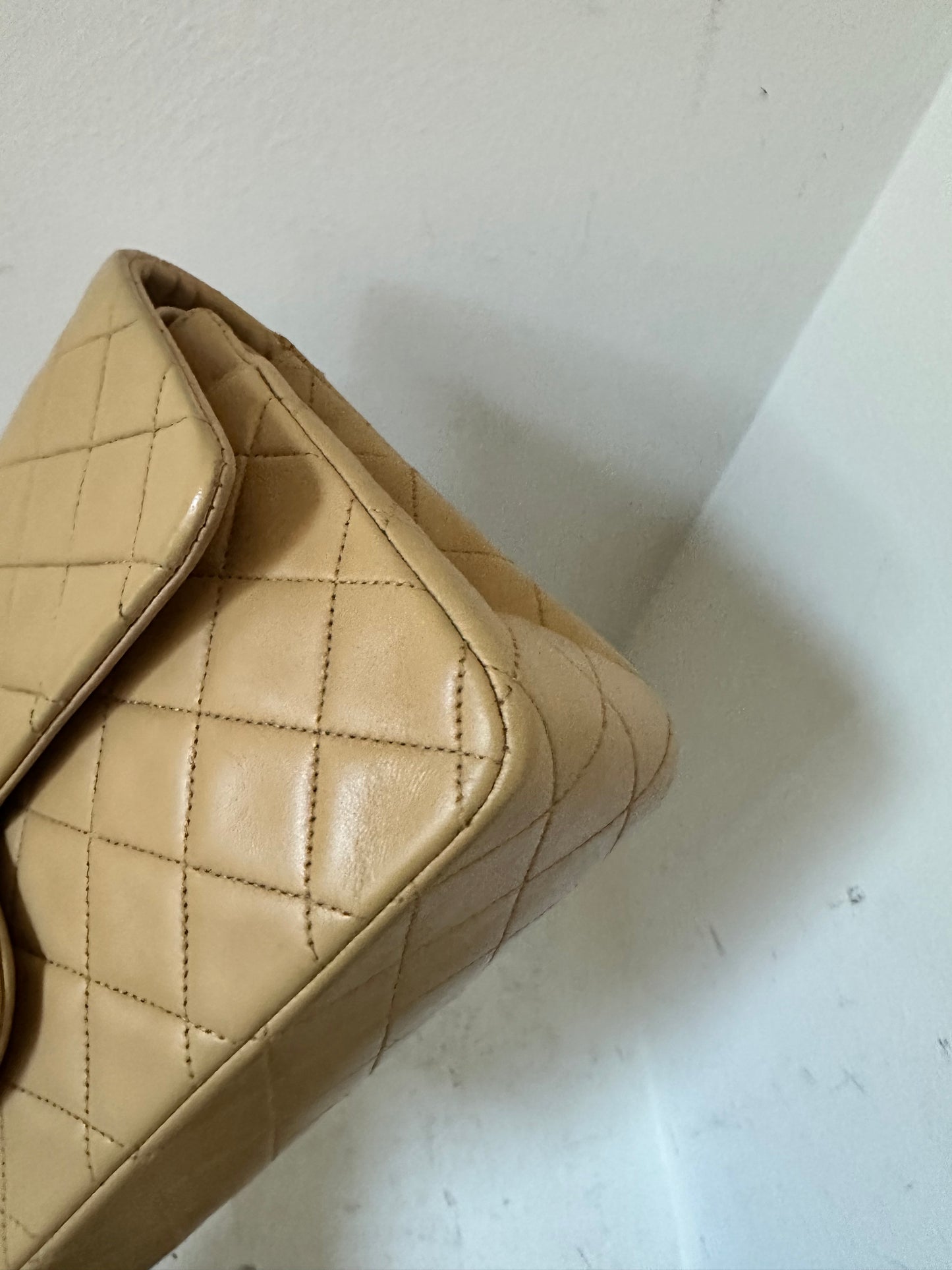 Chanel beige medium flap bag