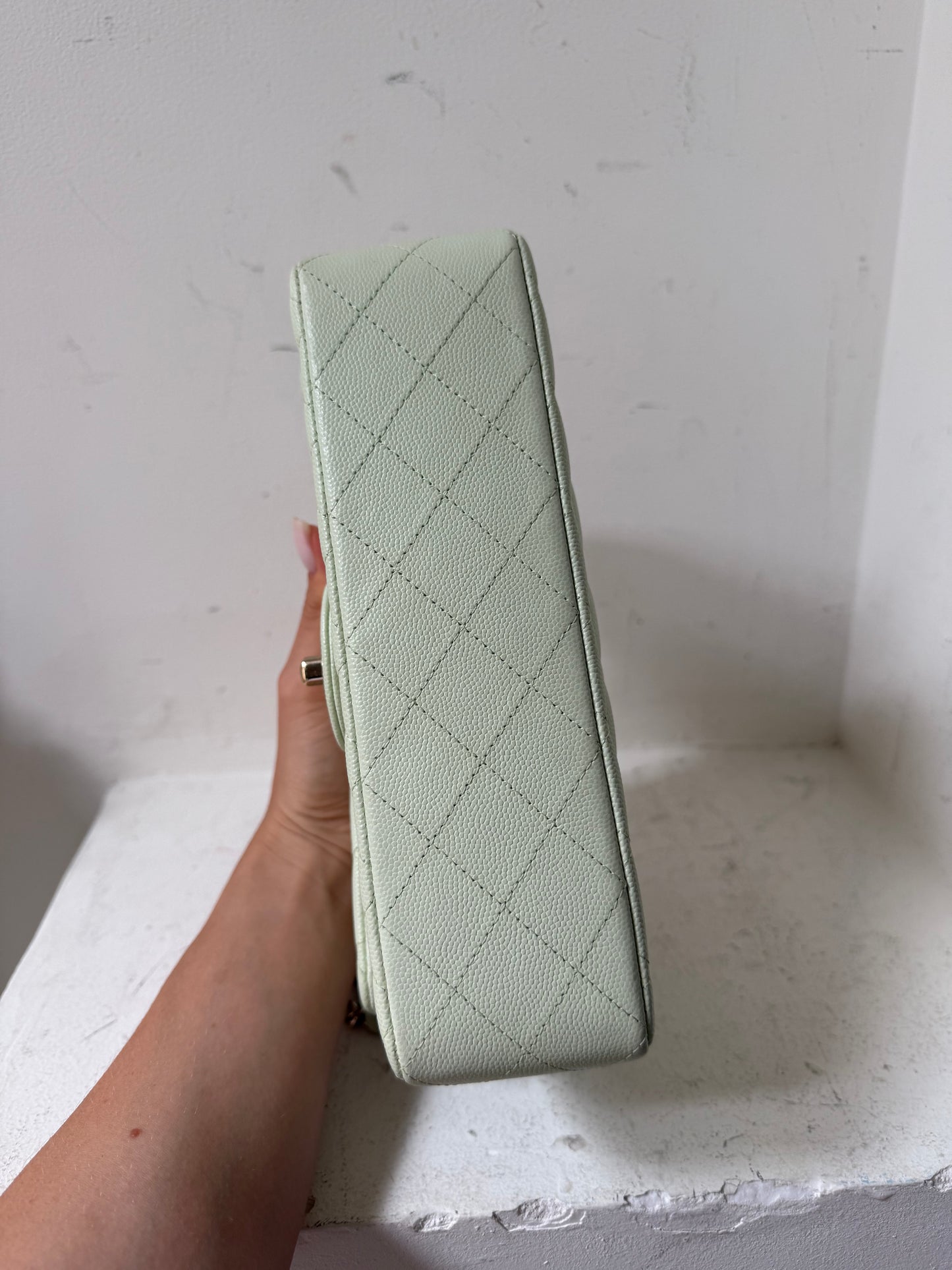 Chanel small caviar mint green flapbag 2023