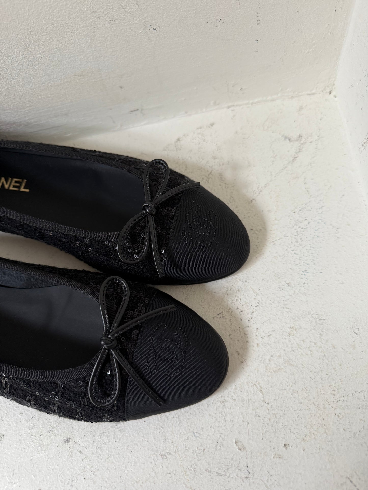 Chanel tweed sparkly ballerina size 40