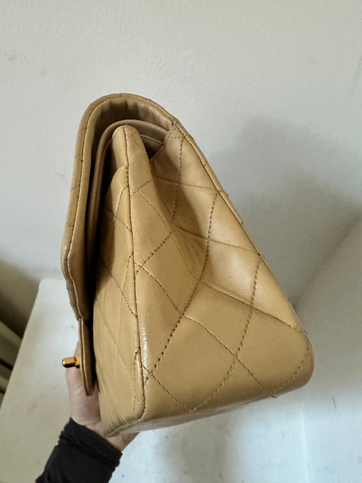 Chanel beige medium flap bag