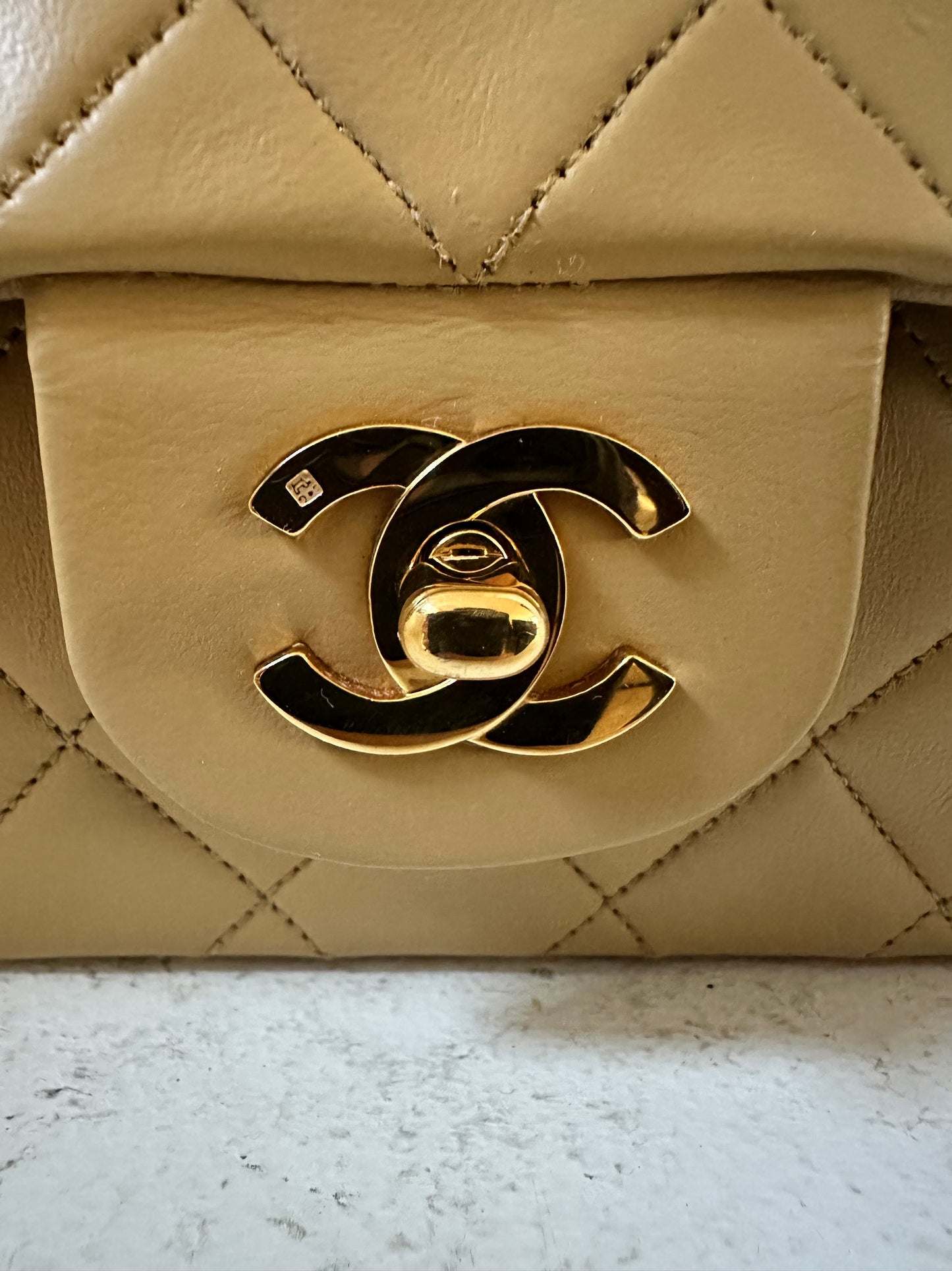 Chanel beige medium flap bag