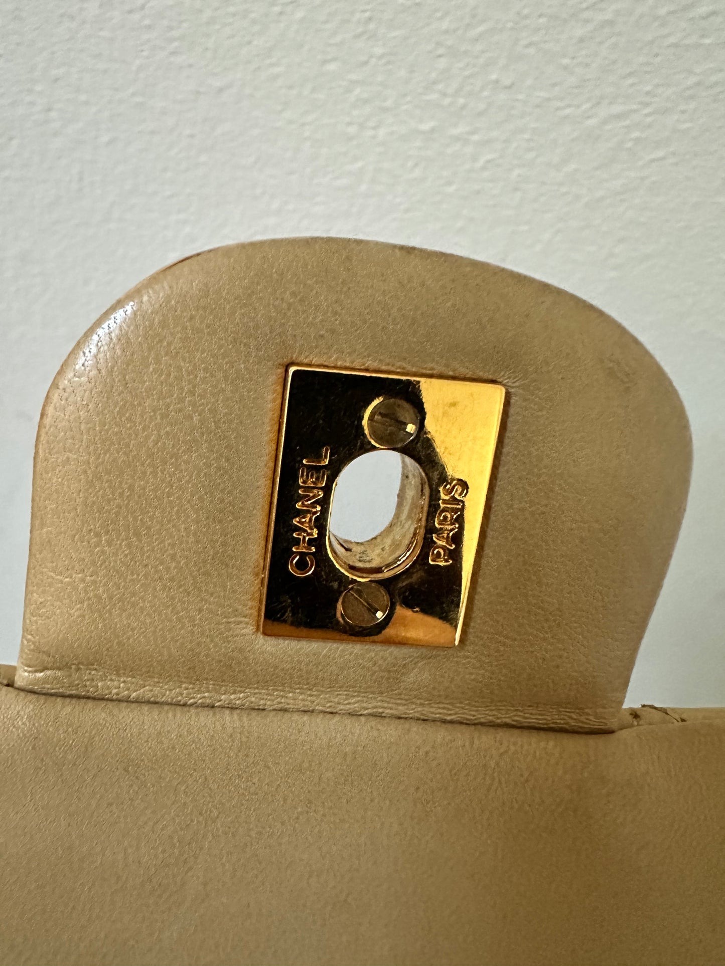 Chanel beige medium flap bag