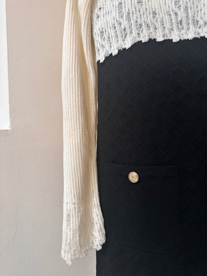 Chanel white/black cashmere dress size 34