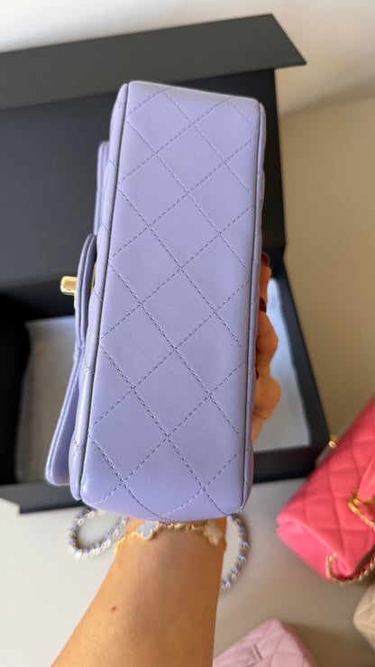 Chanel mini top handle lambskin lilac
