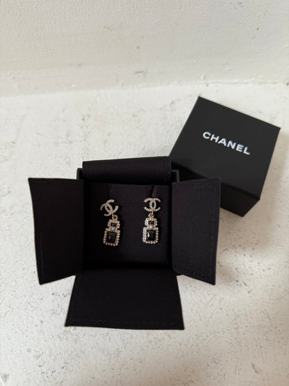 Chanel earrings CC perfume bottle