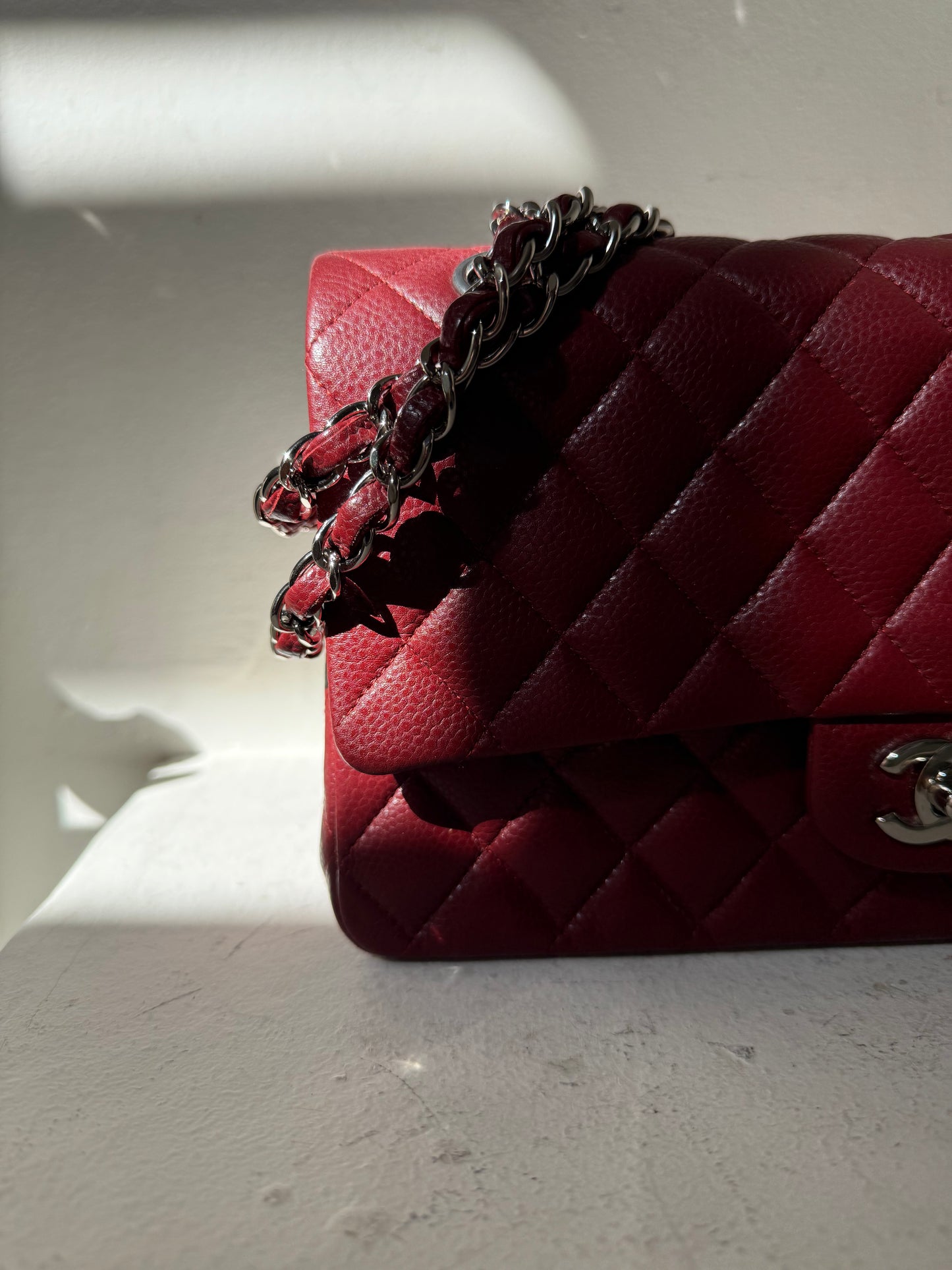 Chanel red caviar medium flapbag 15 serie