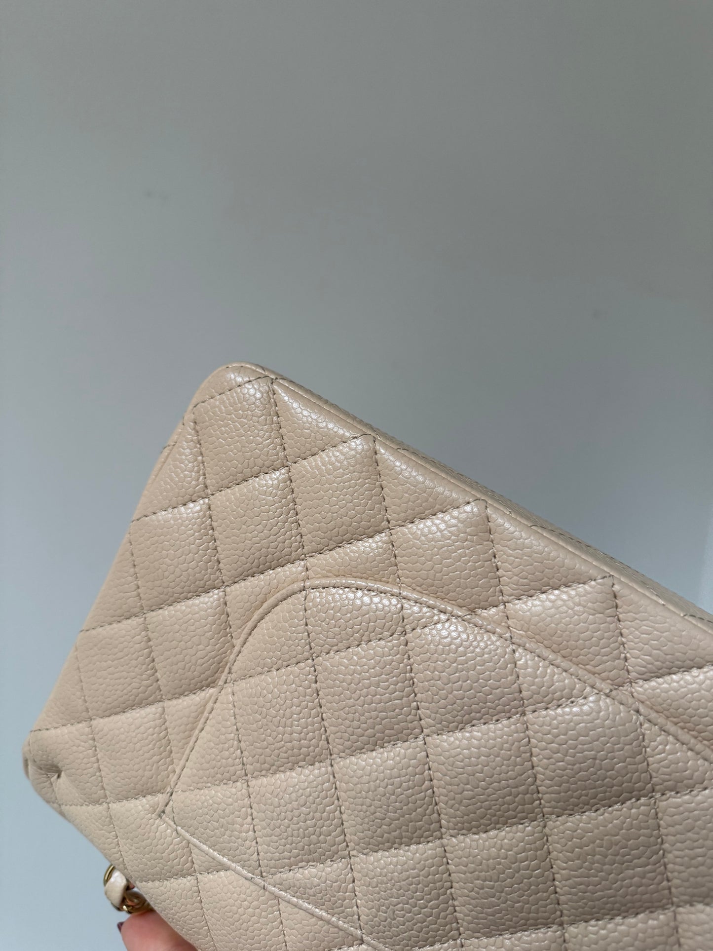 Chanel beige caviar medium flap