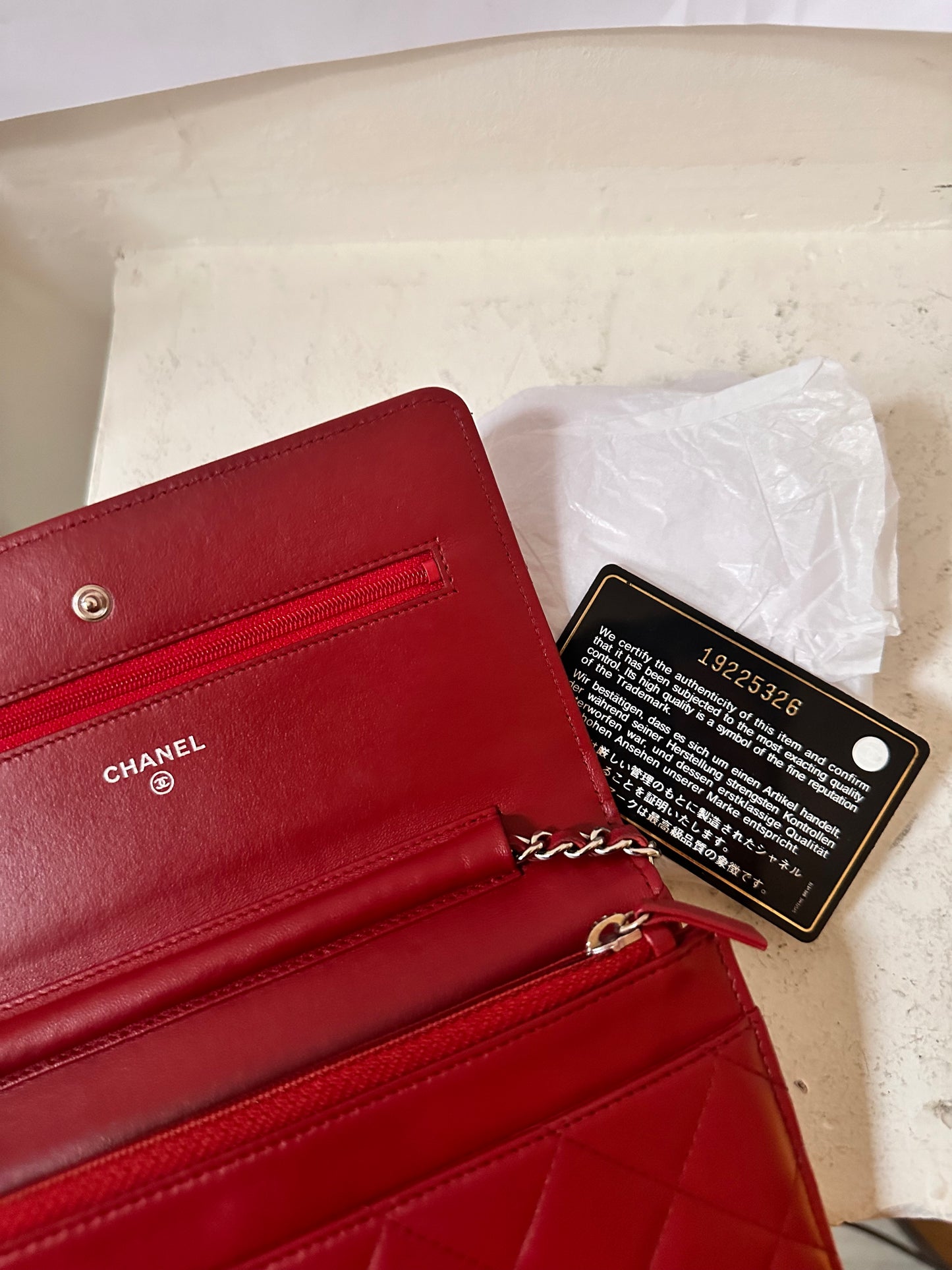 Chanel wallet on chain red 2014