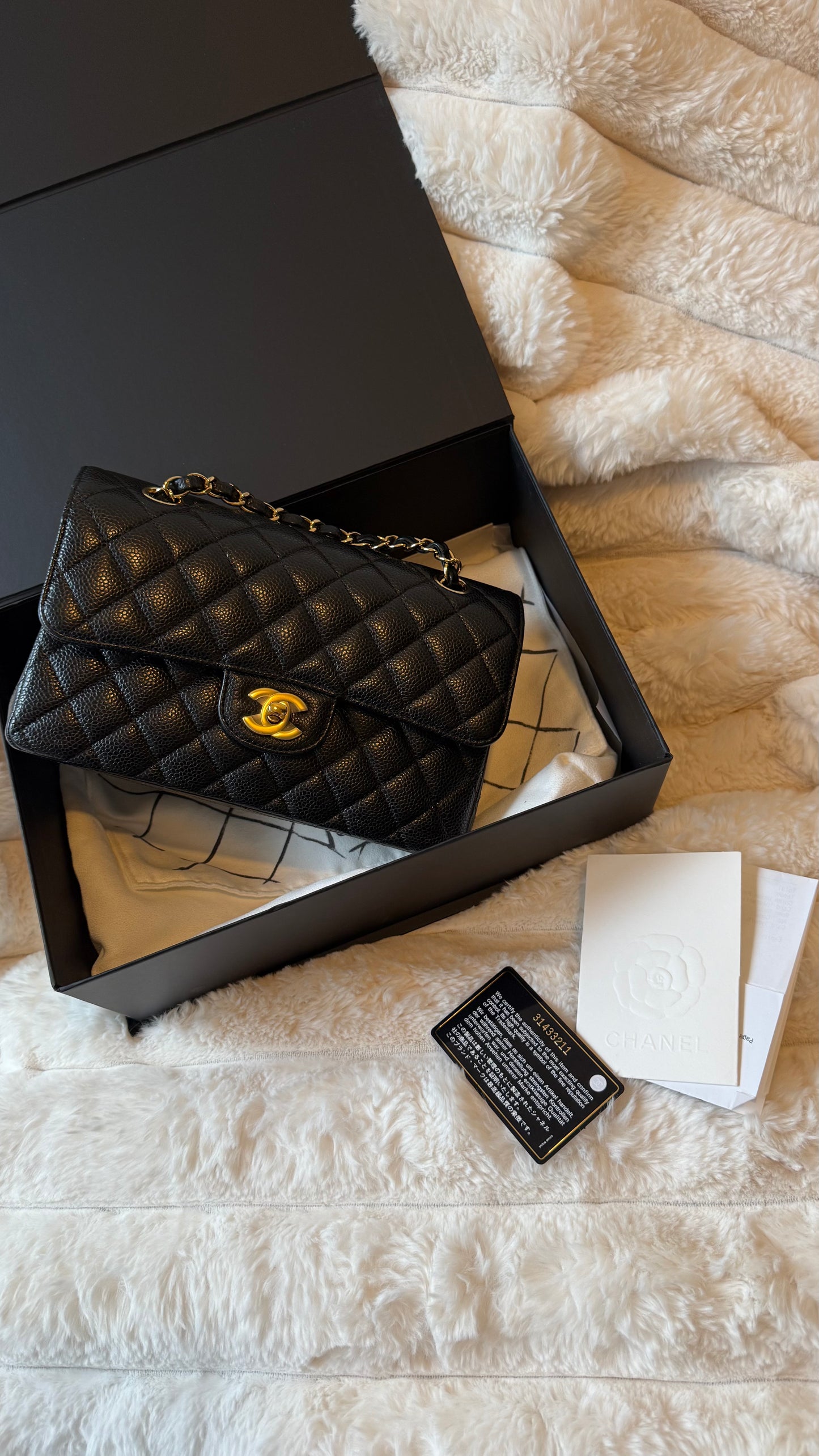 Chanel classic caviar flap small 2021 full set incl invoice