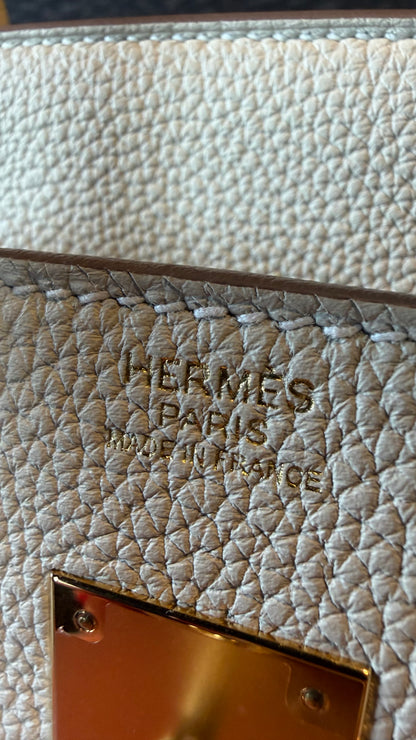 Hermes birkin 30 Craie Togo leather gold hardware