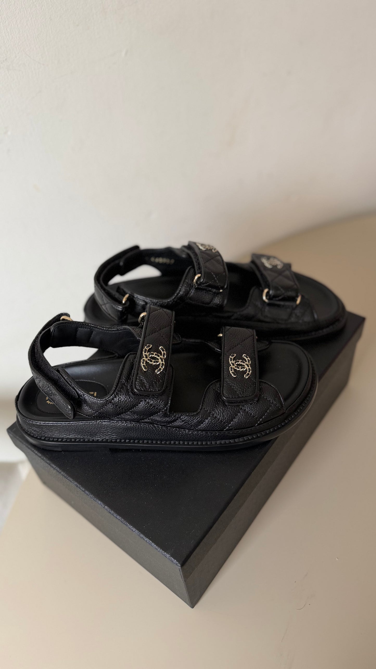 Chanel caviar dad sandals size 38