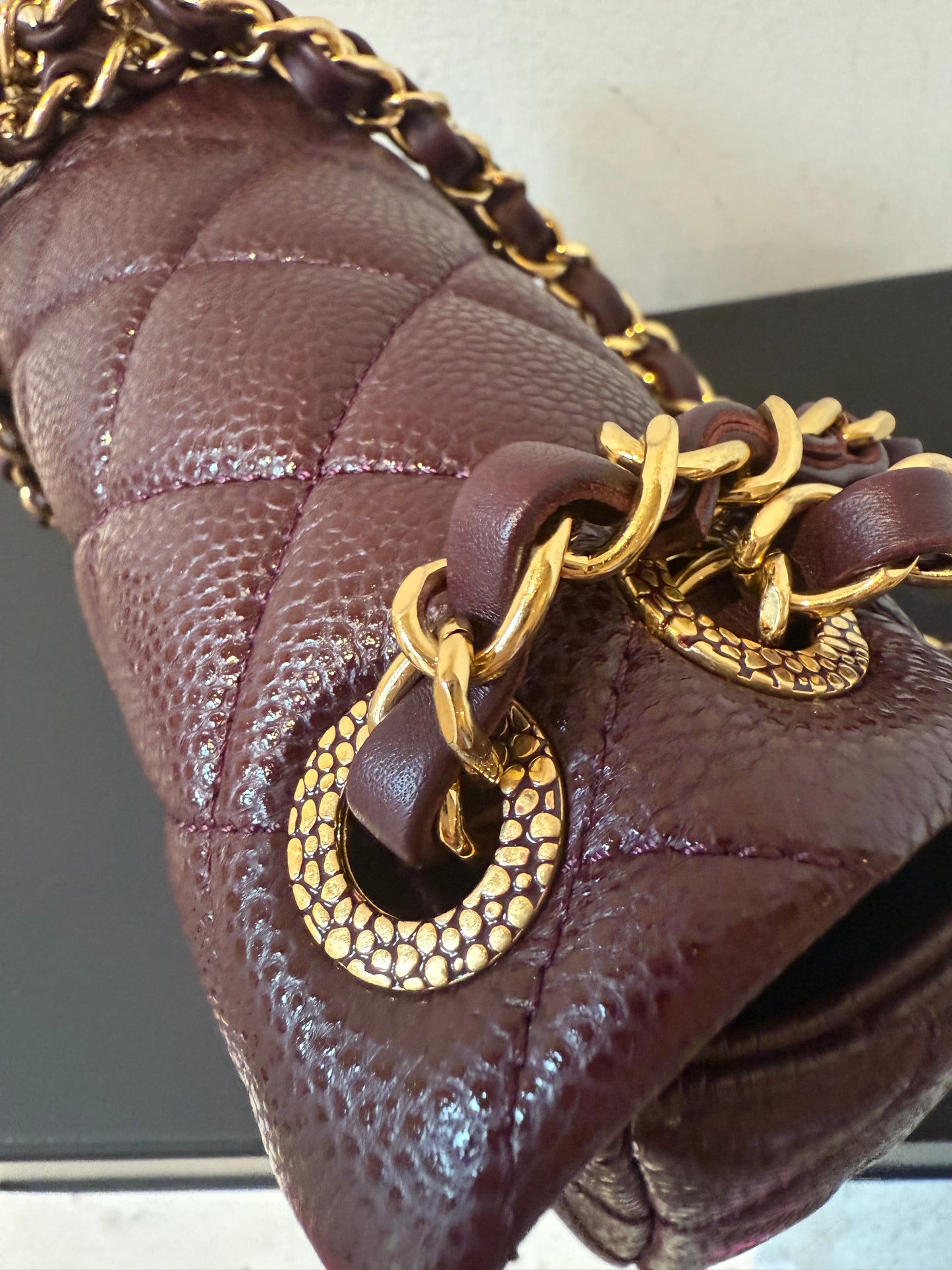 Chanel 24B caviar mini bag in burgundy