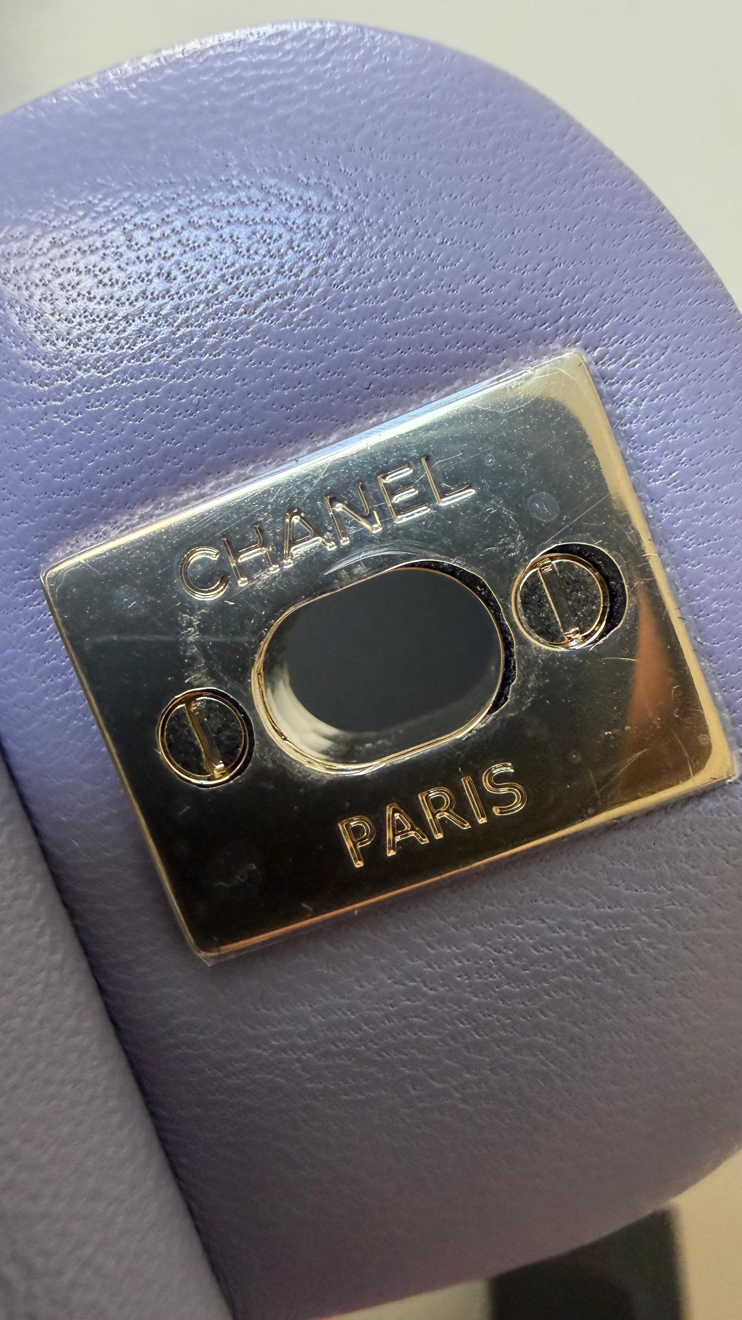 Chanel mini top handle lambskin lilac