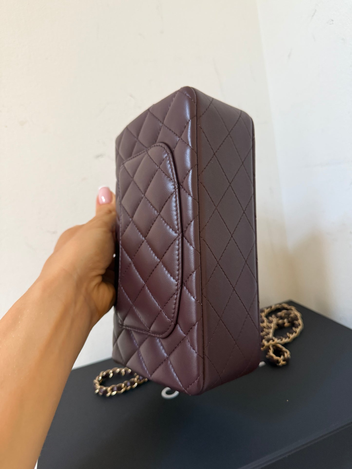 Chanel top handle dark brown/purple