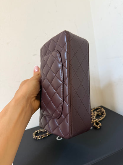 Chanel top handle dark brown/purple