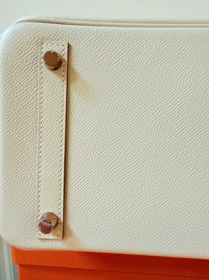 Birkin 30 craie epsom rose gold hardware full set