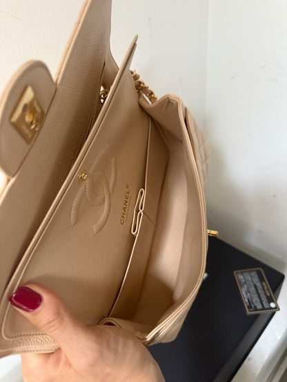 Chanel medium beige caviar flapbag 20 series