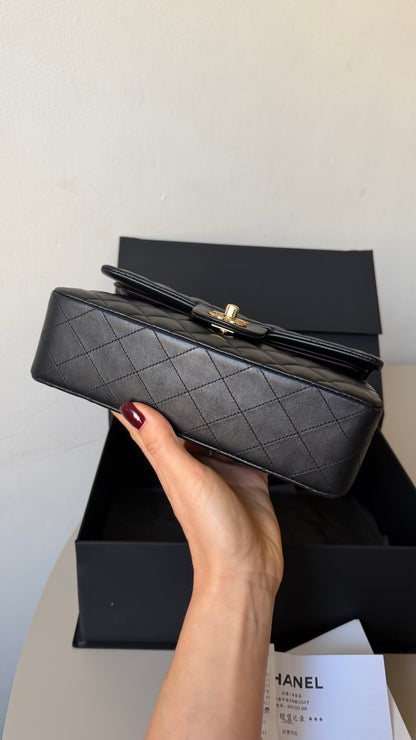 Chanel small lambskin black double flapbag 2025