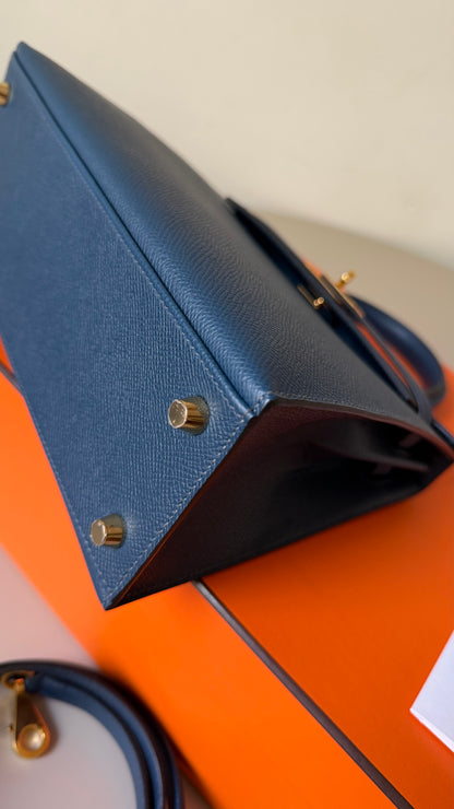 Hermes Kelly 25 blue de prusse W stamp full set
