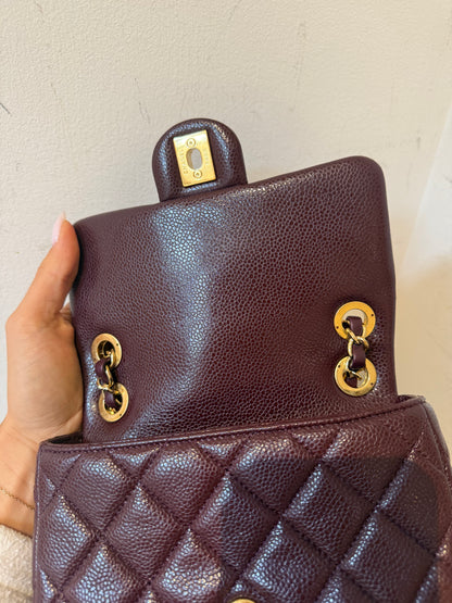Chanel 24B caviar mini bag in burgundy